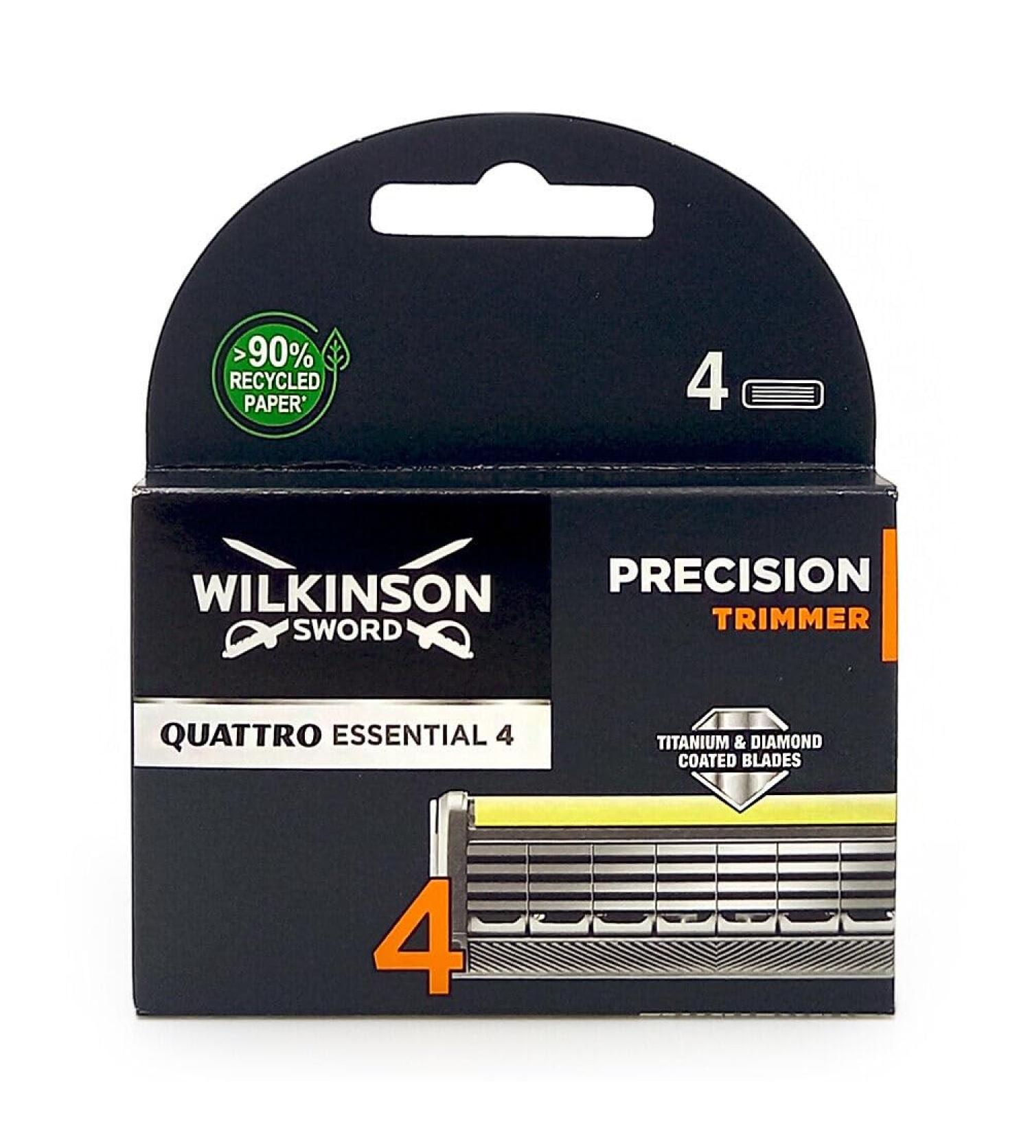 Wilkinson Sword Quattro Titanium Precision Razor Blades for Men's Shavers 4 Pieces 4 pieces (1 pack)