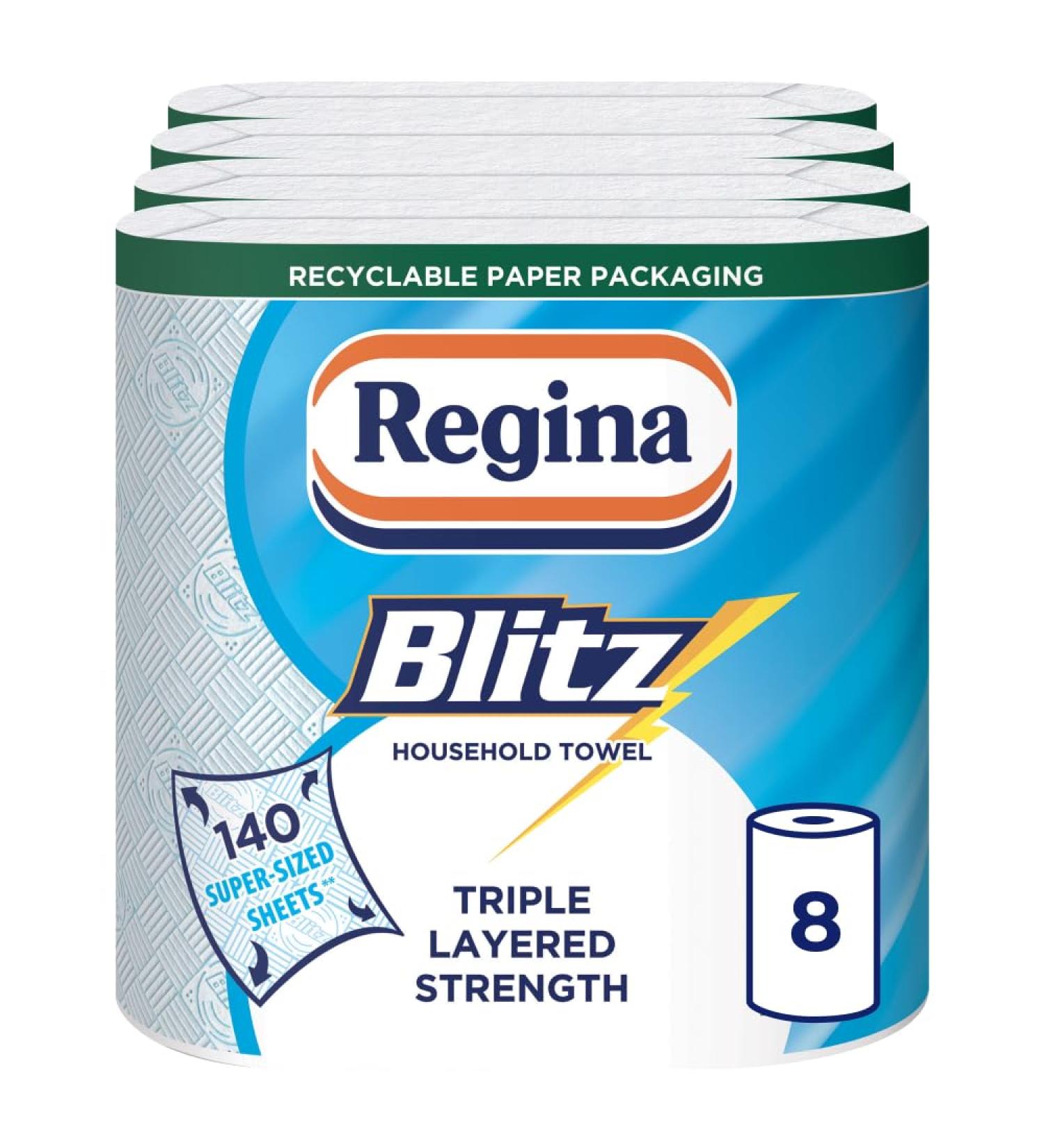 Regina Blitz Household Towel 560 Oversized Sheets Three-Ply Thickness 8 Rolls