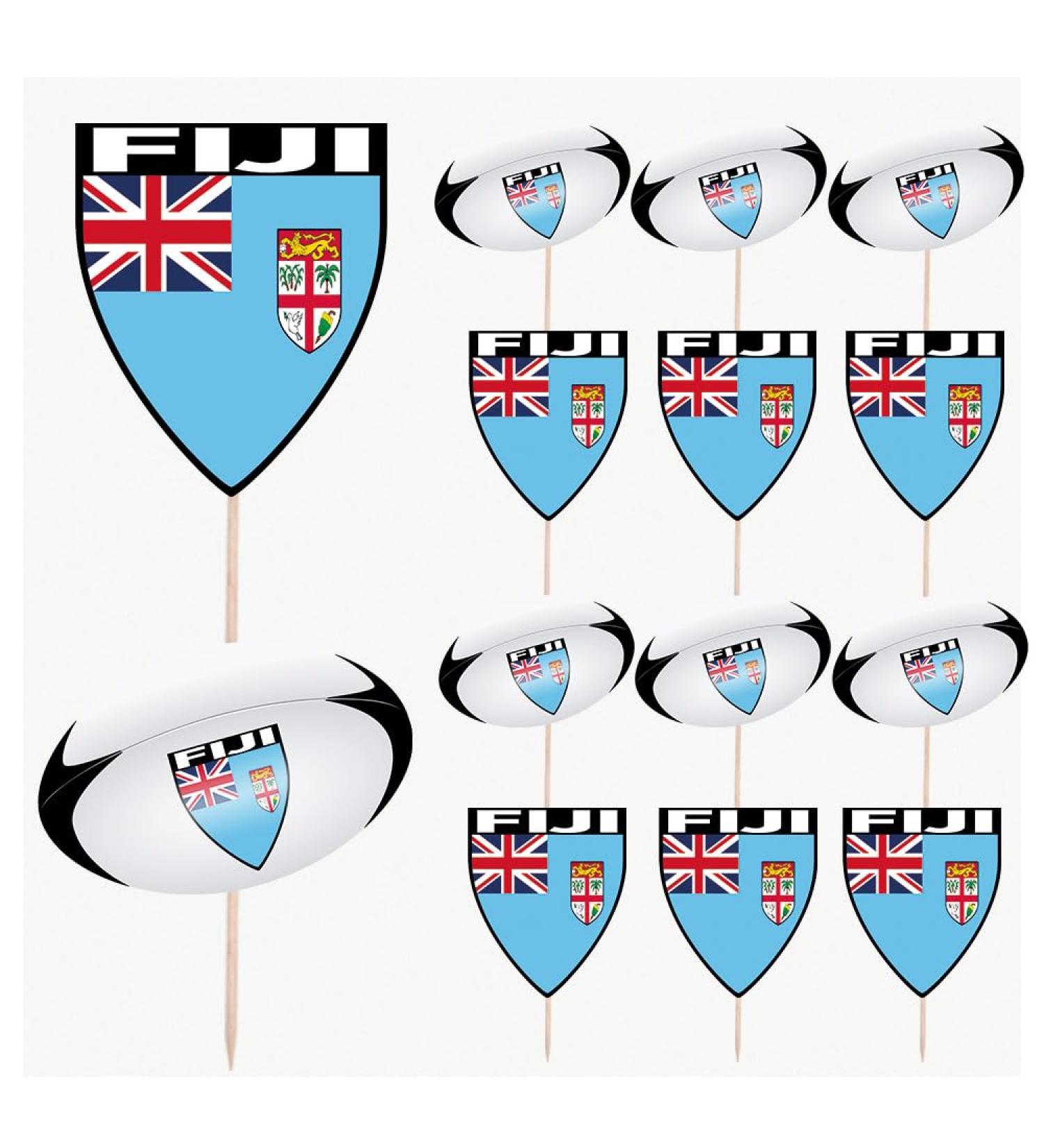 Fiji Flag Rugby Ball Food & Cupcake Picks Toppers Party Decorations (14 Pack) - Buy Online on SooperMarket.com