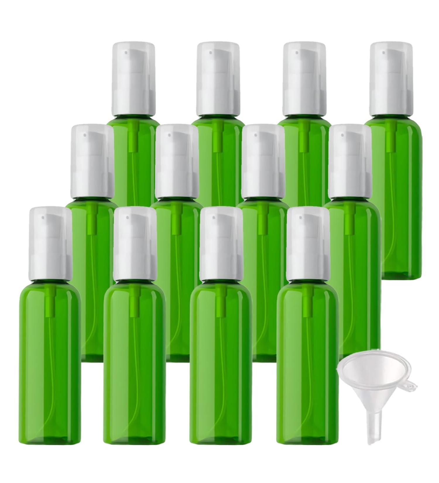 ZEOABSY 12 Pieces 100 ml Green Lotion Bottles with WhiteÂ Pump 100ml Empty PET Plastic Lotion Pump Bottle Cosmetic Gel Travel Container for Cosmetic Make up Cleaning + 2 x Funnel Green 100ml - Buy Online on SooperMarket.com