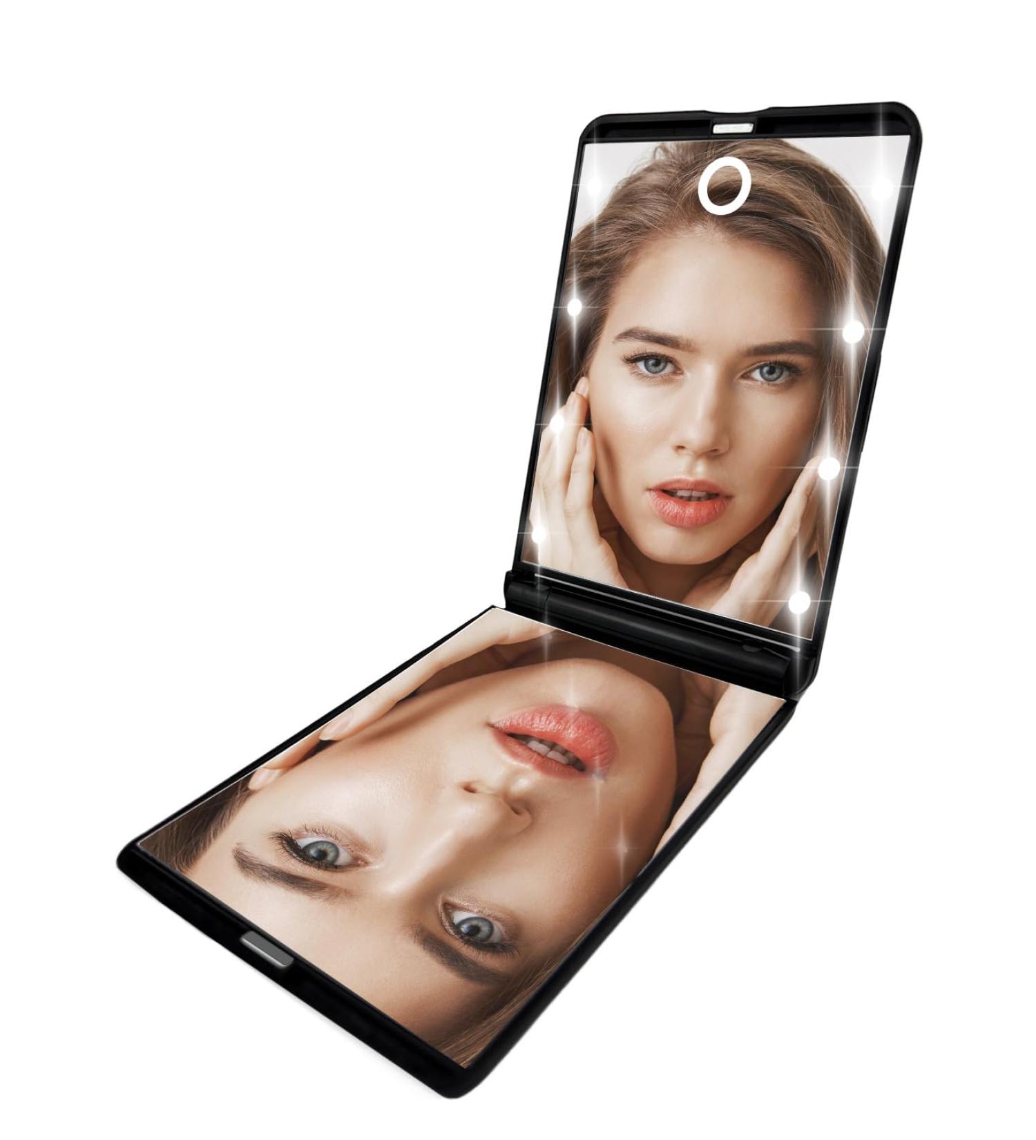Portable Compact Makeup Mirror with LED Lights - Perfect Handbag Mirror for Travel - Great Gift for Teenage Girls and Women - Buy Online on SooperMarket.com