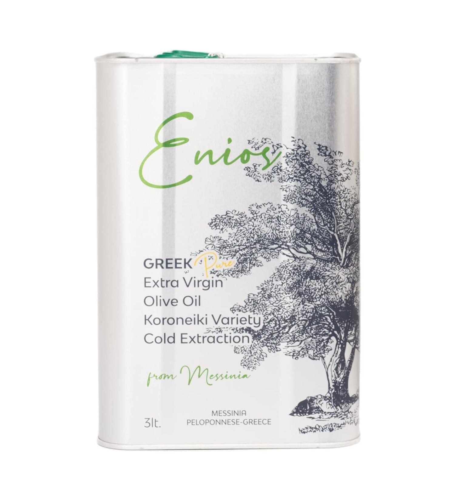 Enios Kalamata Premium Greek Extra Virgin Olive Oil 3L - New Harvest 2023/24, Cold-Extracted with Low Acidity and Polyphenol-Rich - Buy Online on SooperMarket.com