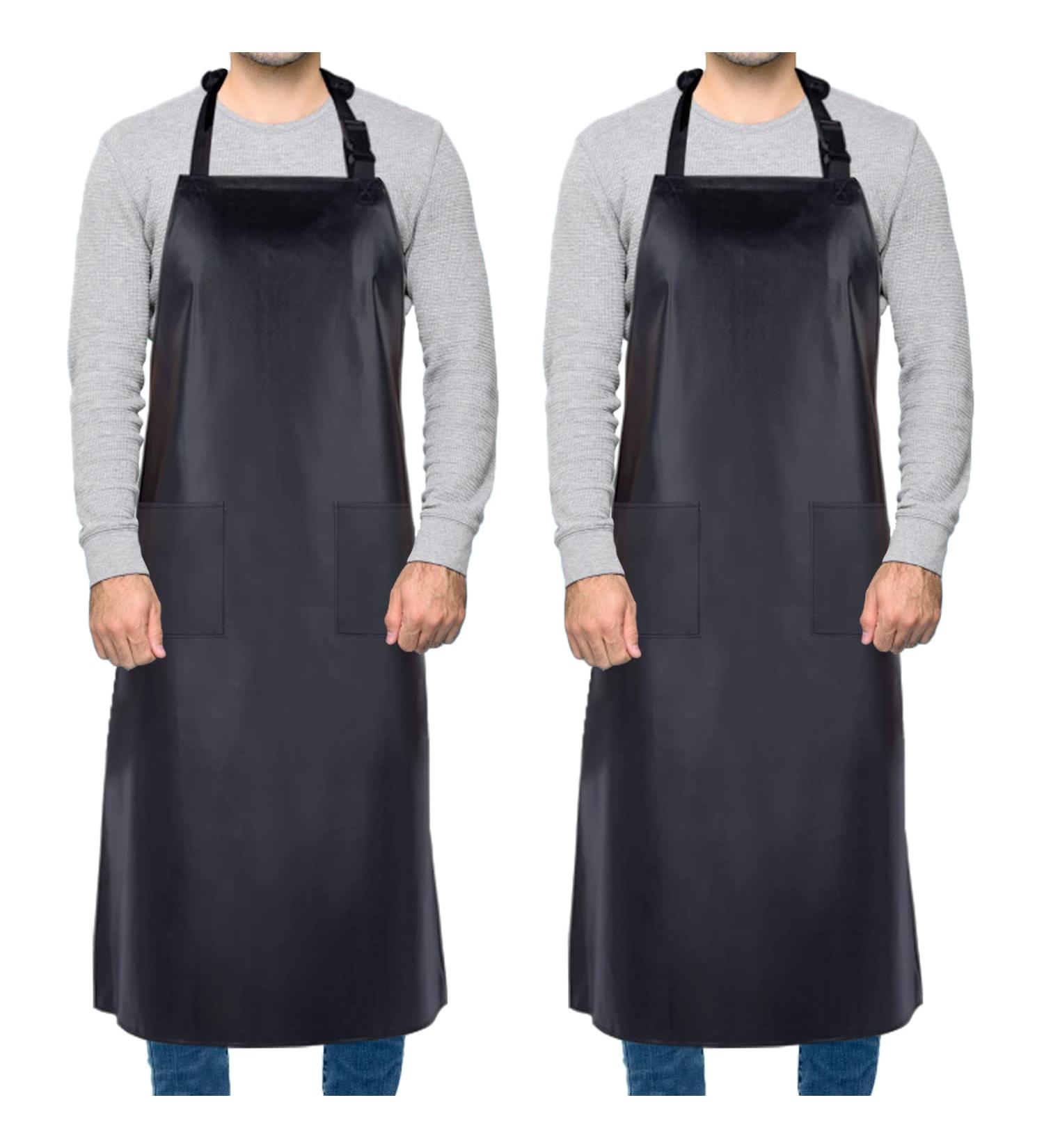 Homsolver Waterproof Rubber Vinyl Apron 2-Pack | Chemical-Resistant Adjustable Butcher Aprons for Dishwashers - International Shipping - Buy Online on SooperMarket.com