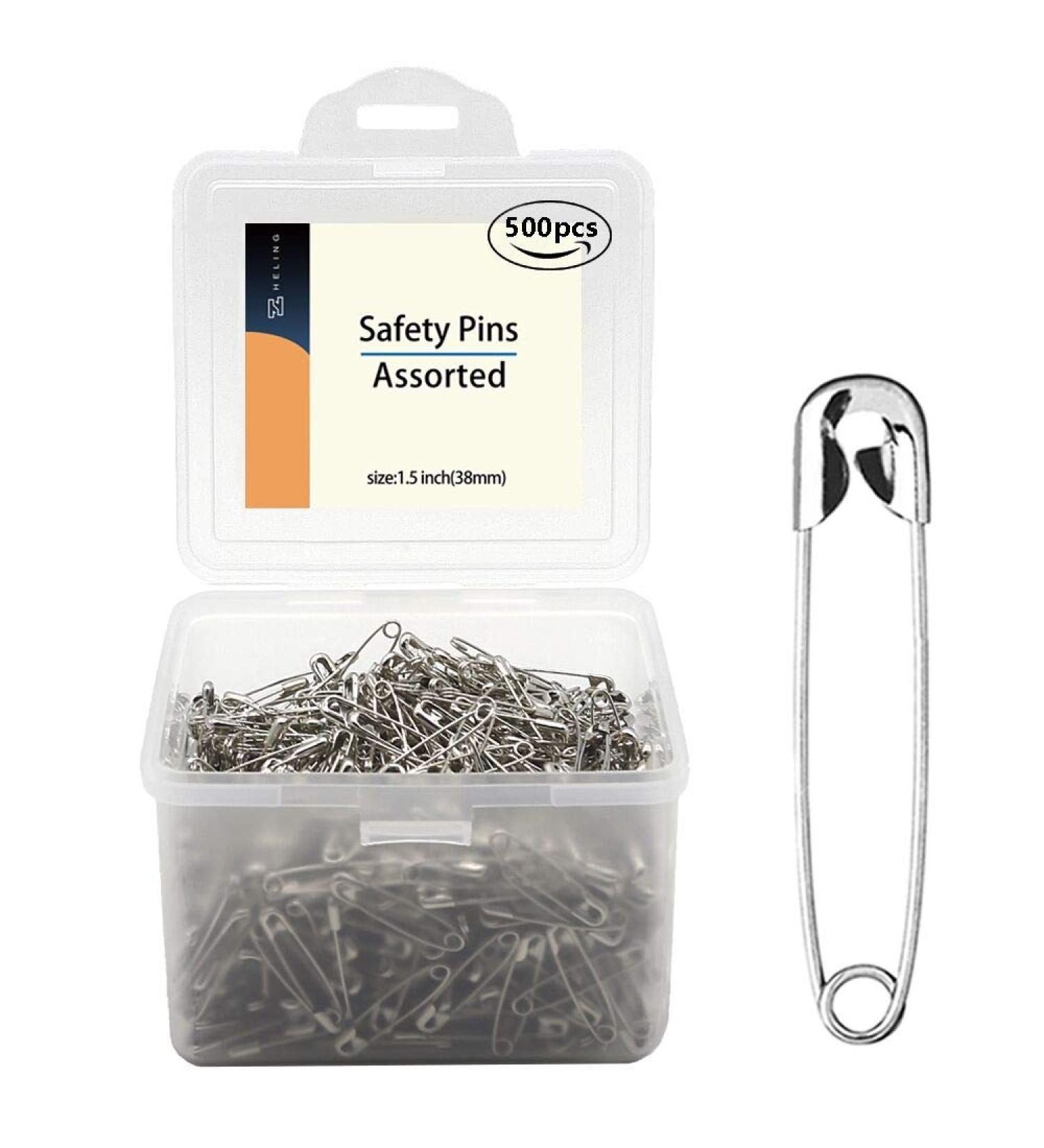 500 Pack 1.5Inch Safety Pins Bulk with Convenient Box - Size 2 Small Pins for Clothes, Home, Office - Buy Online on SooperMarket.com
