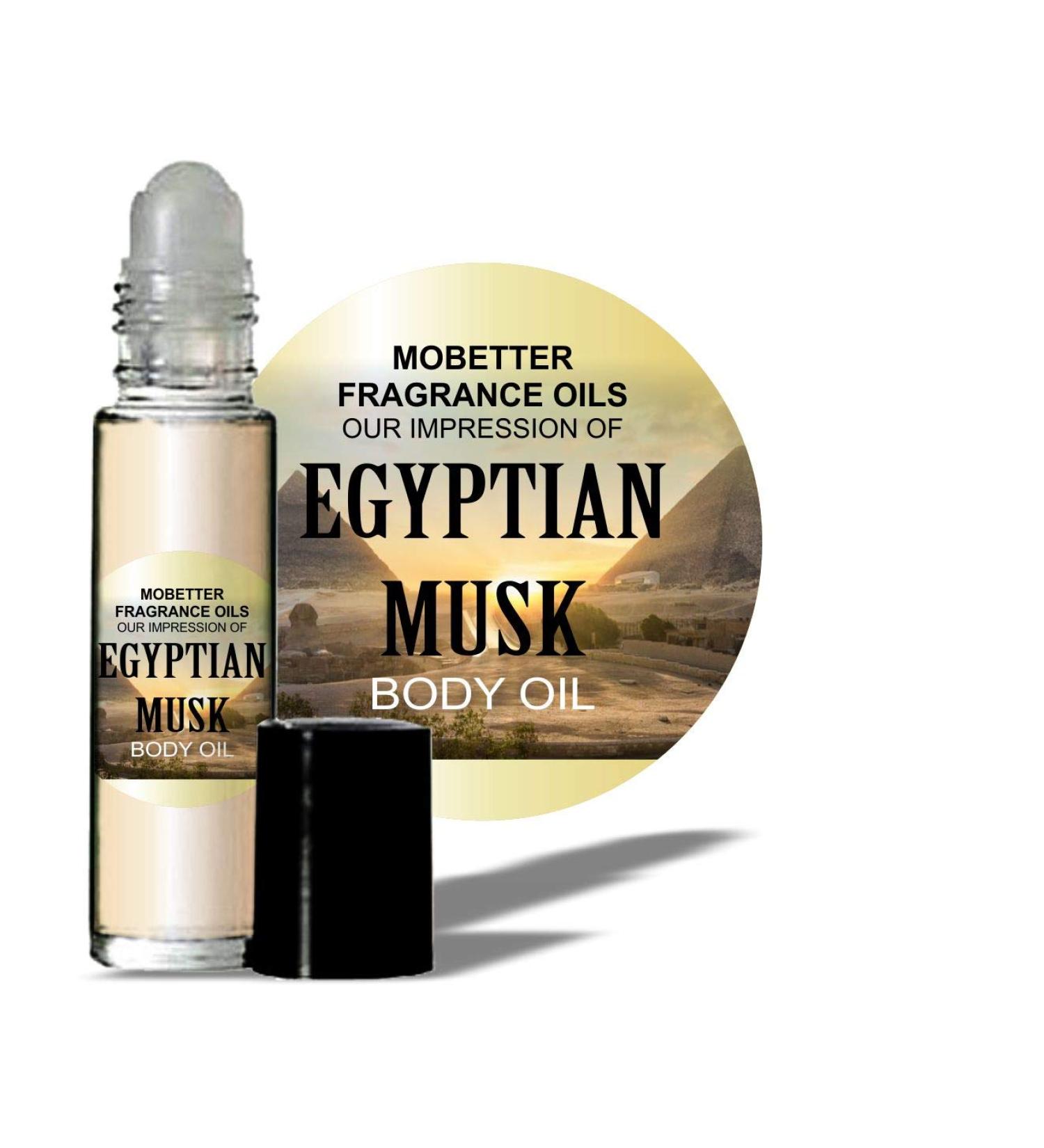 MoBetter Fragrance Oils' Impression of Egyptian Musk Fragrance Body Oil 1/3 oz roll on Glass Bottle Egyptian Musk 0.33 Fl Oz (Pack of 1)