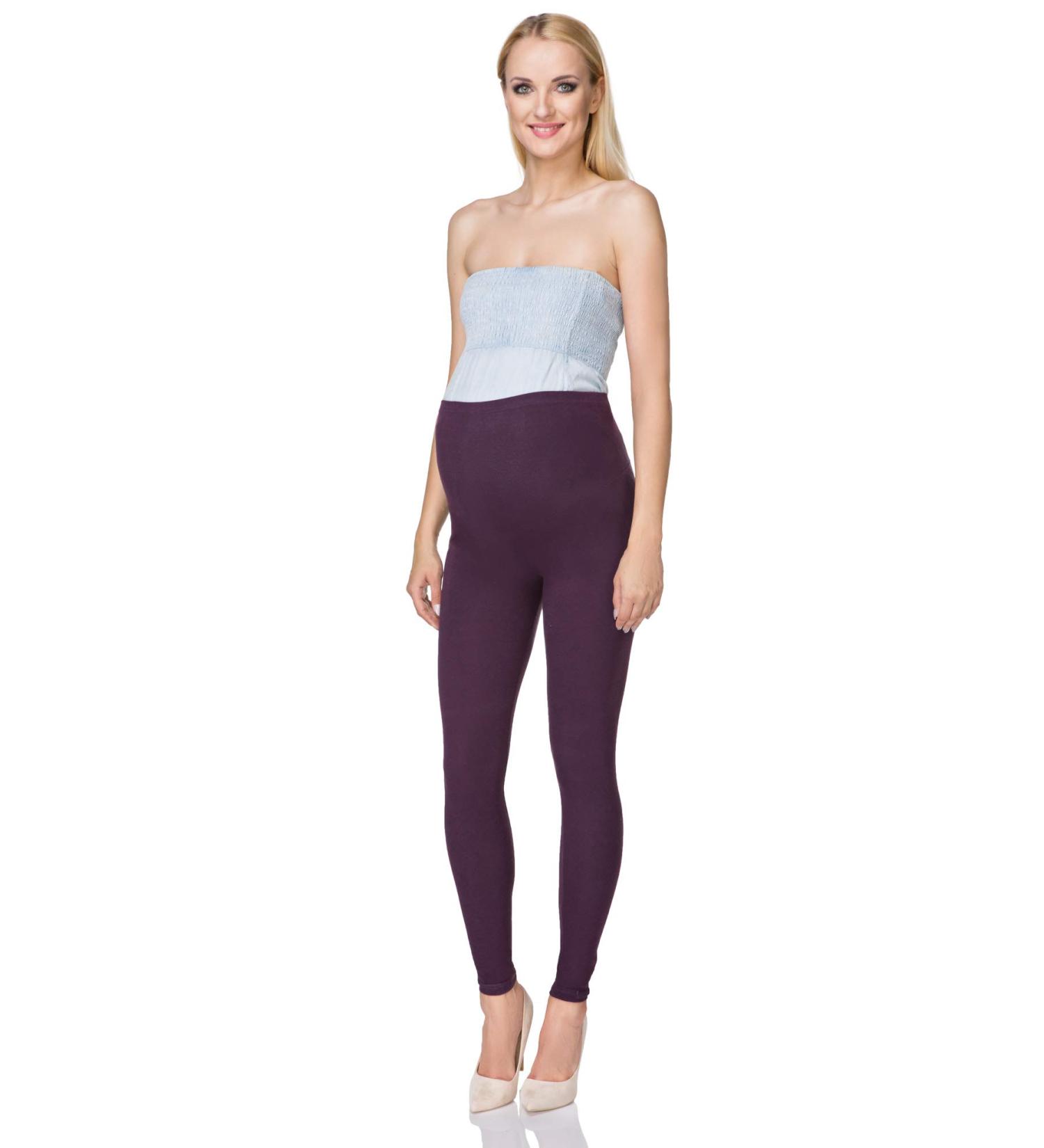 SOFTSAIL Maternity Leggings Pregnancy Pants Cotton Trousers with Belly Support Over Bump High Waisted Stretchy Soft Women Maternity Clothes Pregnancy Wear 18 Plum