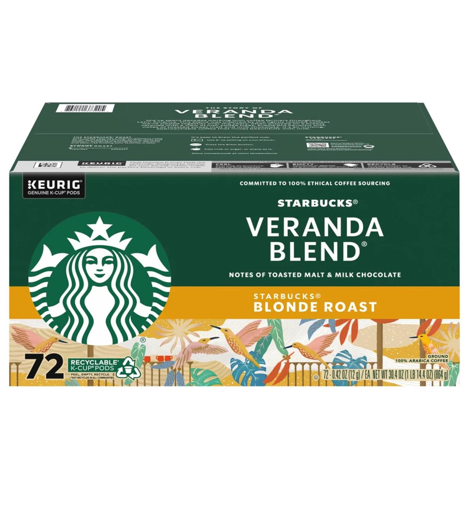 Starbucks Veranda Blend Coffee K-Cups 72 ct.