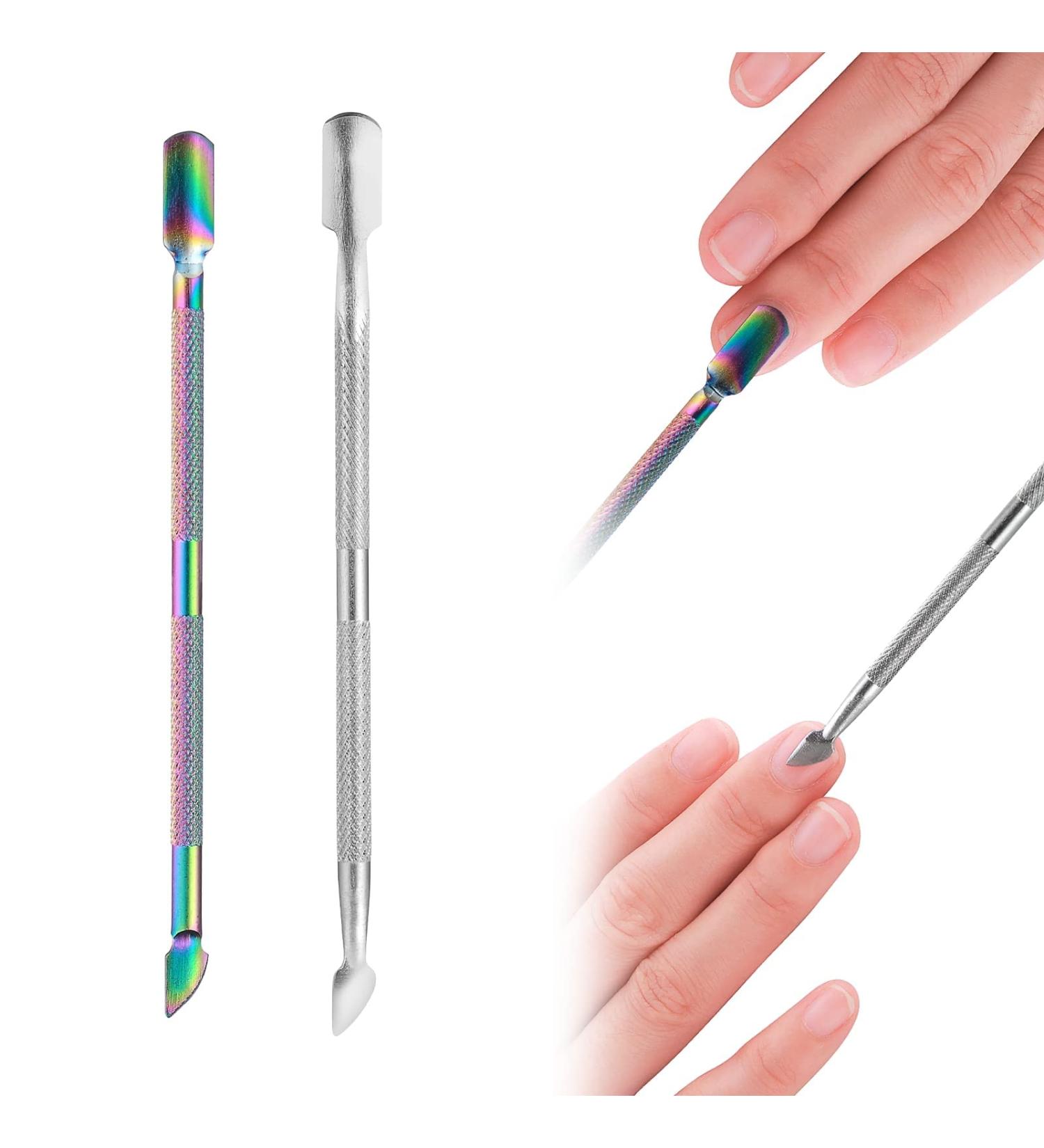 Sibba 2 Pcs Stainless Steel Cuticle Pusher Tool Set for Professional Nail Care - Nail Polish Remover and Cuticle Cleaner for Fingernails and Toenails - Buy Online on SooperMarket.com