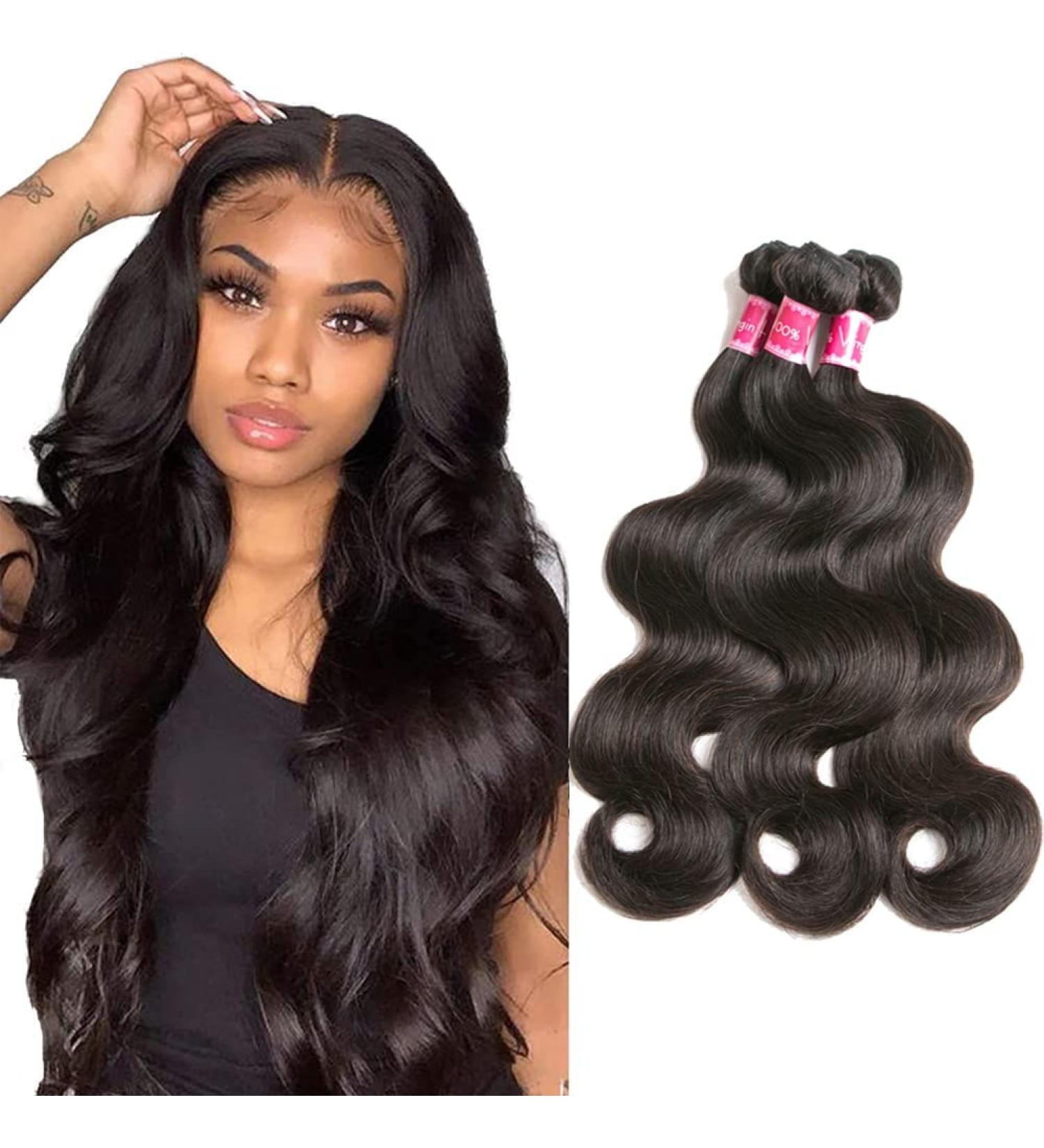 Beauty Queen 10A Brazilian Body Wave Human Hair Bundles - 20 22 24 Inch | 100% Unprocessed Virgin Remy Hair Extensions - Buy Online on SooperMarket.com