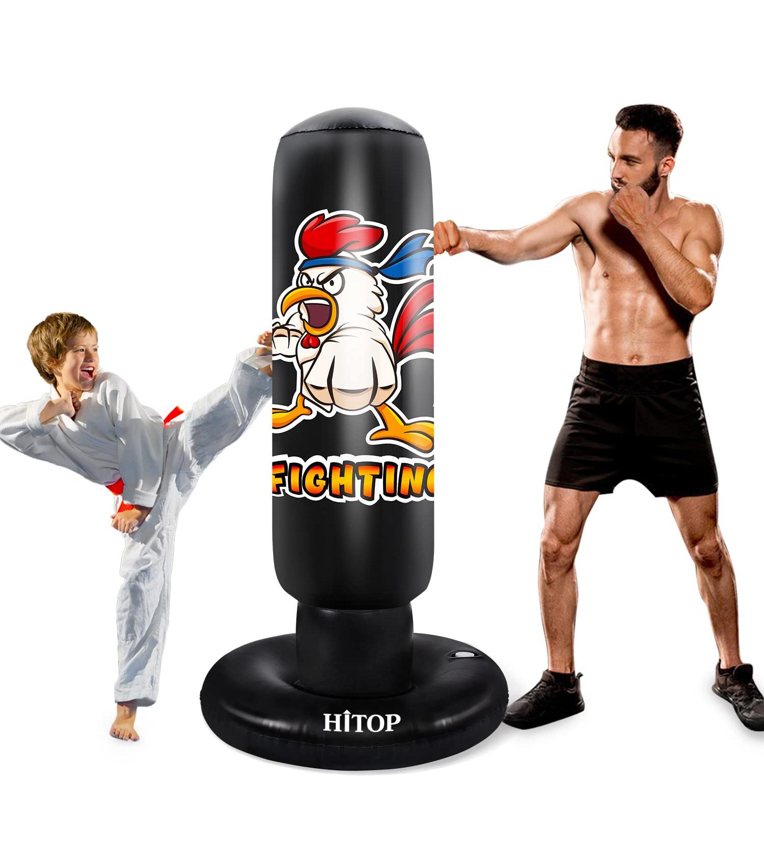 HITOP Punching Bag for Kids and Adults - Extra Large Heavy Duty Inflatable Boxing Bag with Stand - Perfect Karate Gift for Boys, Kids, and Men - Buy Online on SooperMarket.com