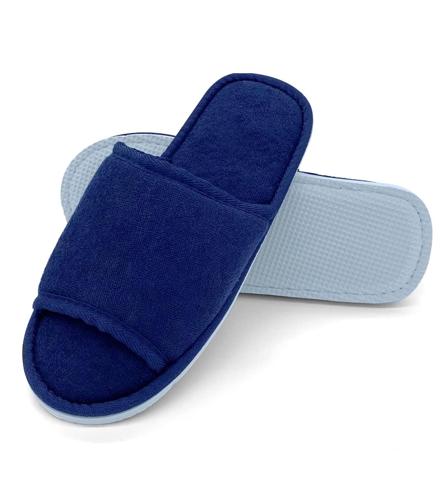 Jomix Unisex Washable Terry Bathing Shoes - 2 Pairs Blue Guest Slippers for Travel & Hotel (EU 36/37) - Buy Online on SooperMarket.com