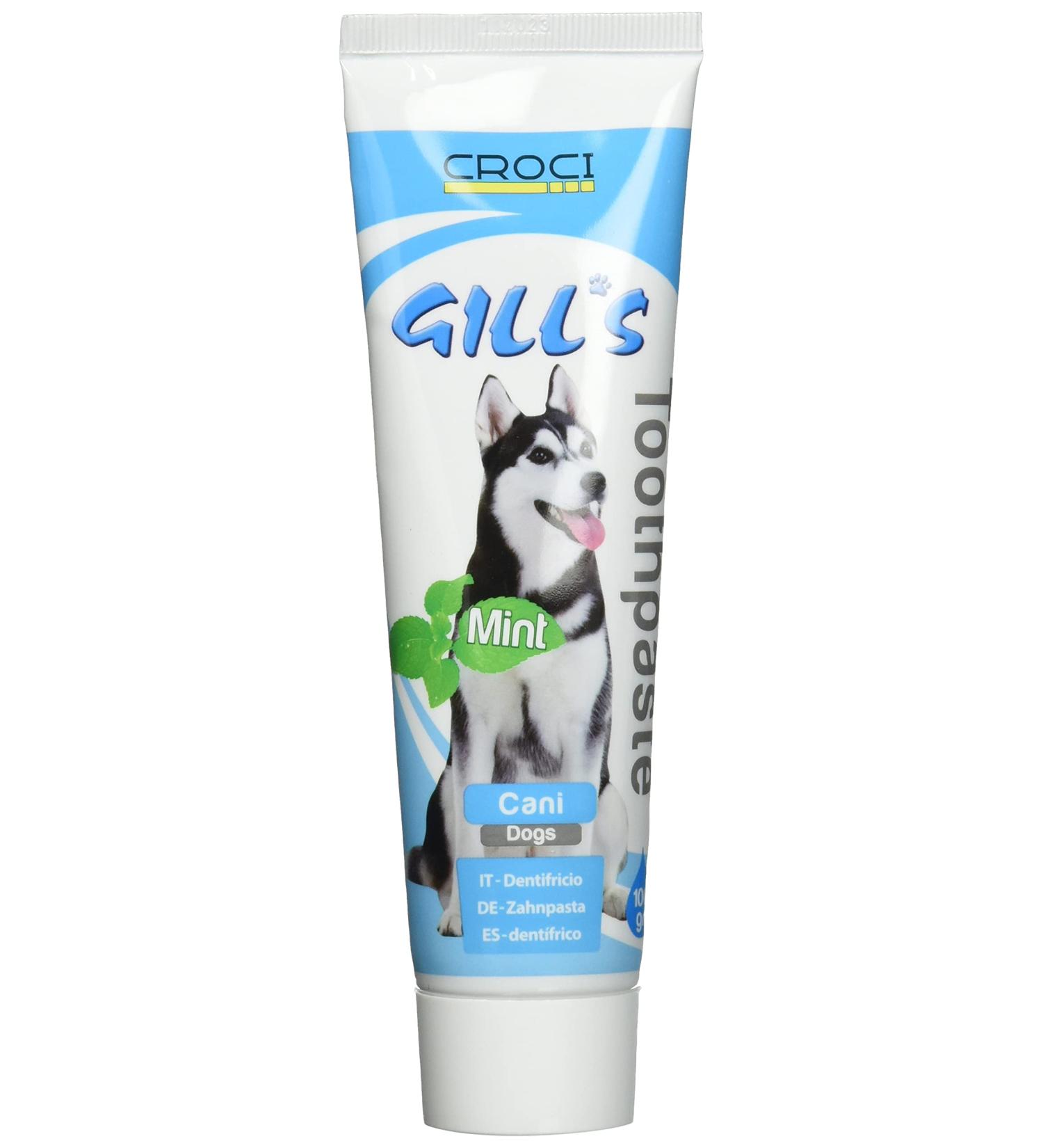 Croci Gill's - Toothpaste for dogs with mint for cleaning and oral hygiene of dogs prevents bad breath 100g