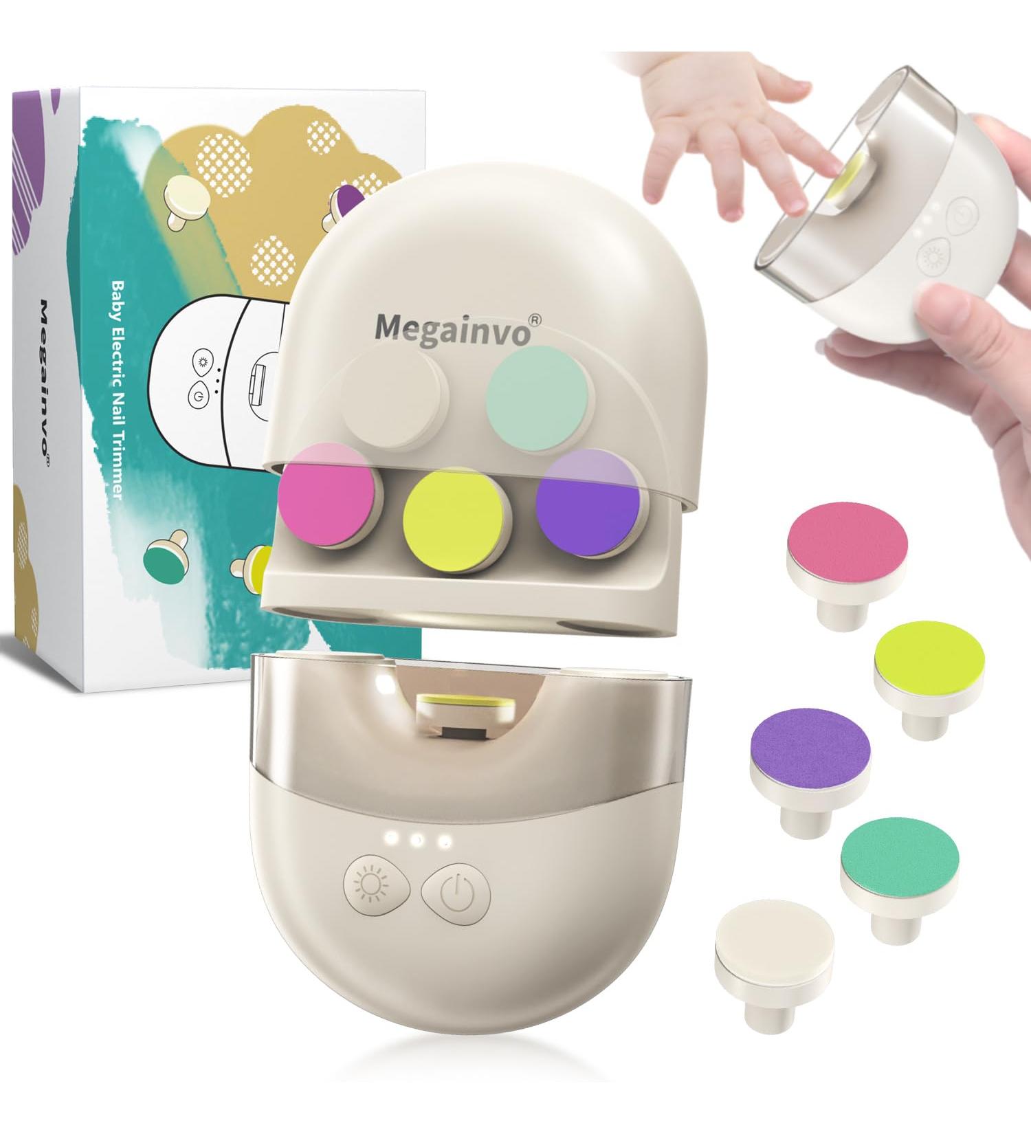 Electric Baby Nail File with LED Light and USB Rechargeable, 6 Pads Included - Baby Nail Trimmer Kit for Newborns and Toddlers - Buy Online on SooperMarket.com