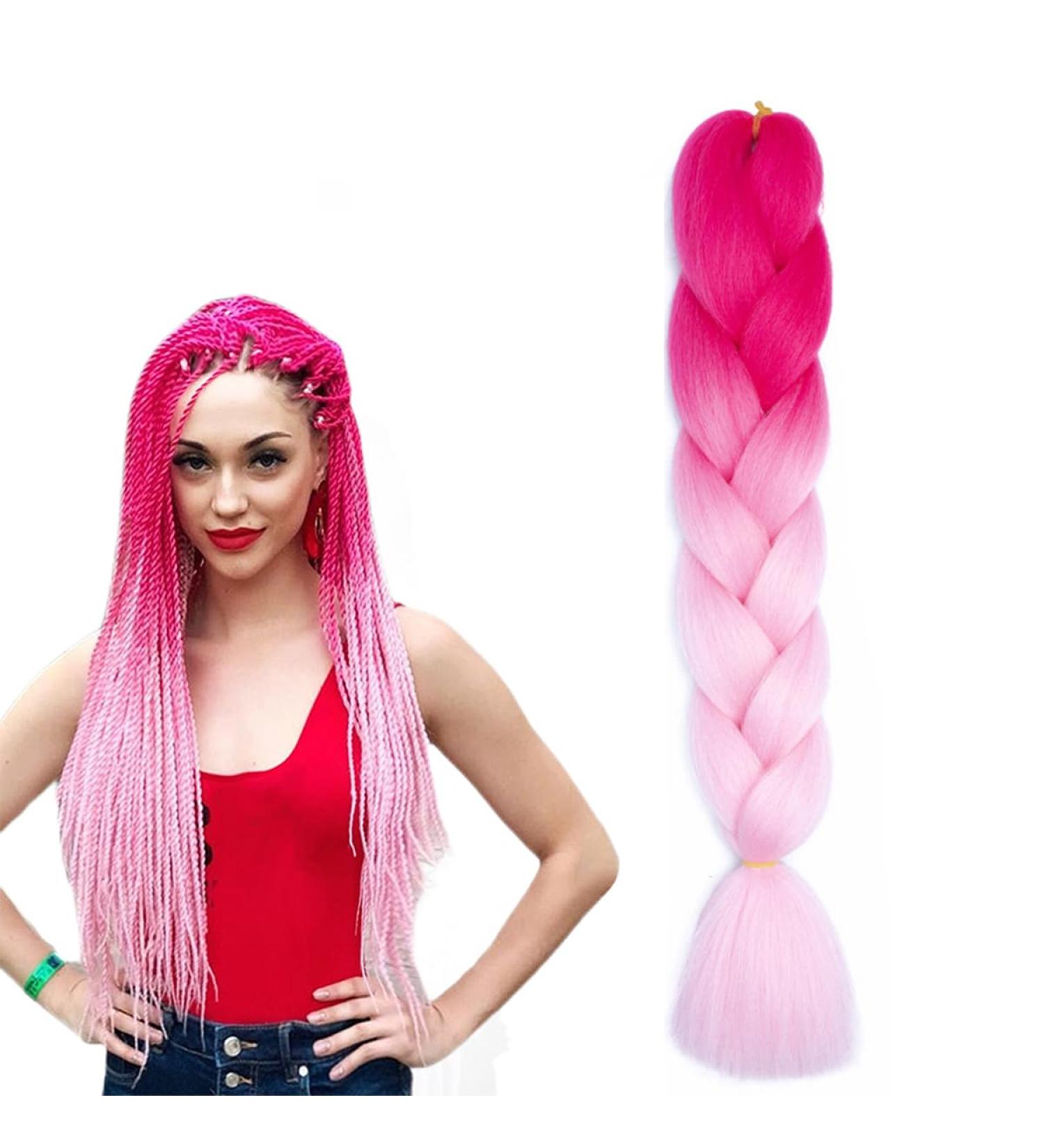 prinfantasy Colour Hair Extensions for Braids Hair 24 Inch Pre Stretched Braiding Hair Yaki Texture Crochet Braid Blonde Hair Extension Hair Extension Pink Hair Extension GBBZ079 GBBZ079 24 inch - Buy Online on SooperMarket.com