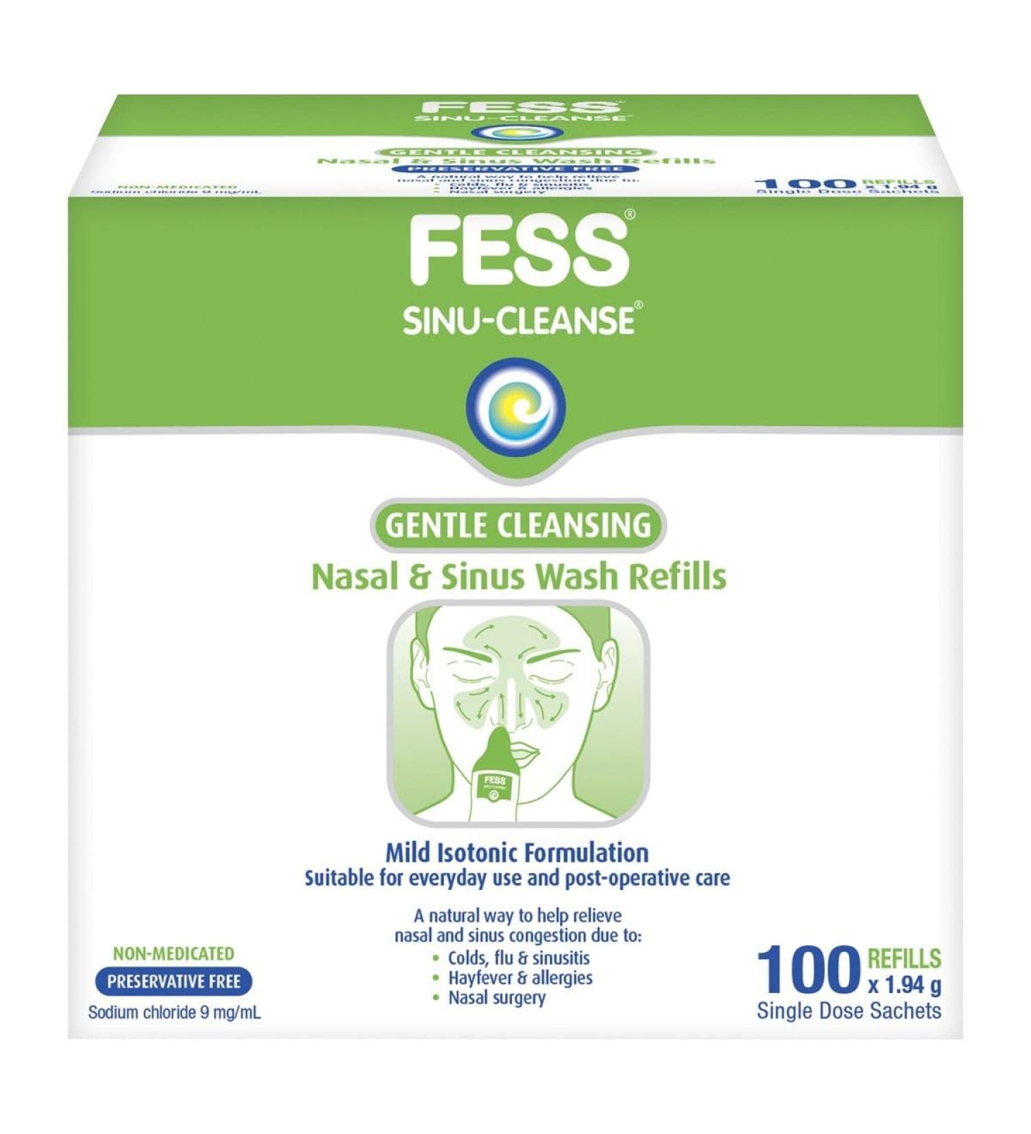 Fess Sinu Cleanse Gentle Nasal and Sinus Wash Sachets 100 Refills