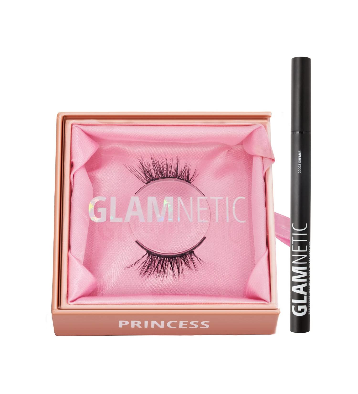 Glamnetic Princess Magnetic Eyelashes & Cocoa Dreams Eyeliner Set | 60 Wears, Reusable Faux Mink Lashes with Brown Waterproof Liner Pen - Buy Online on SooperMarket.com