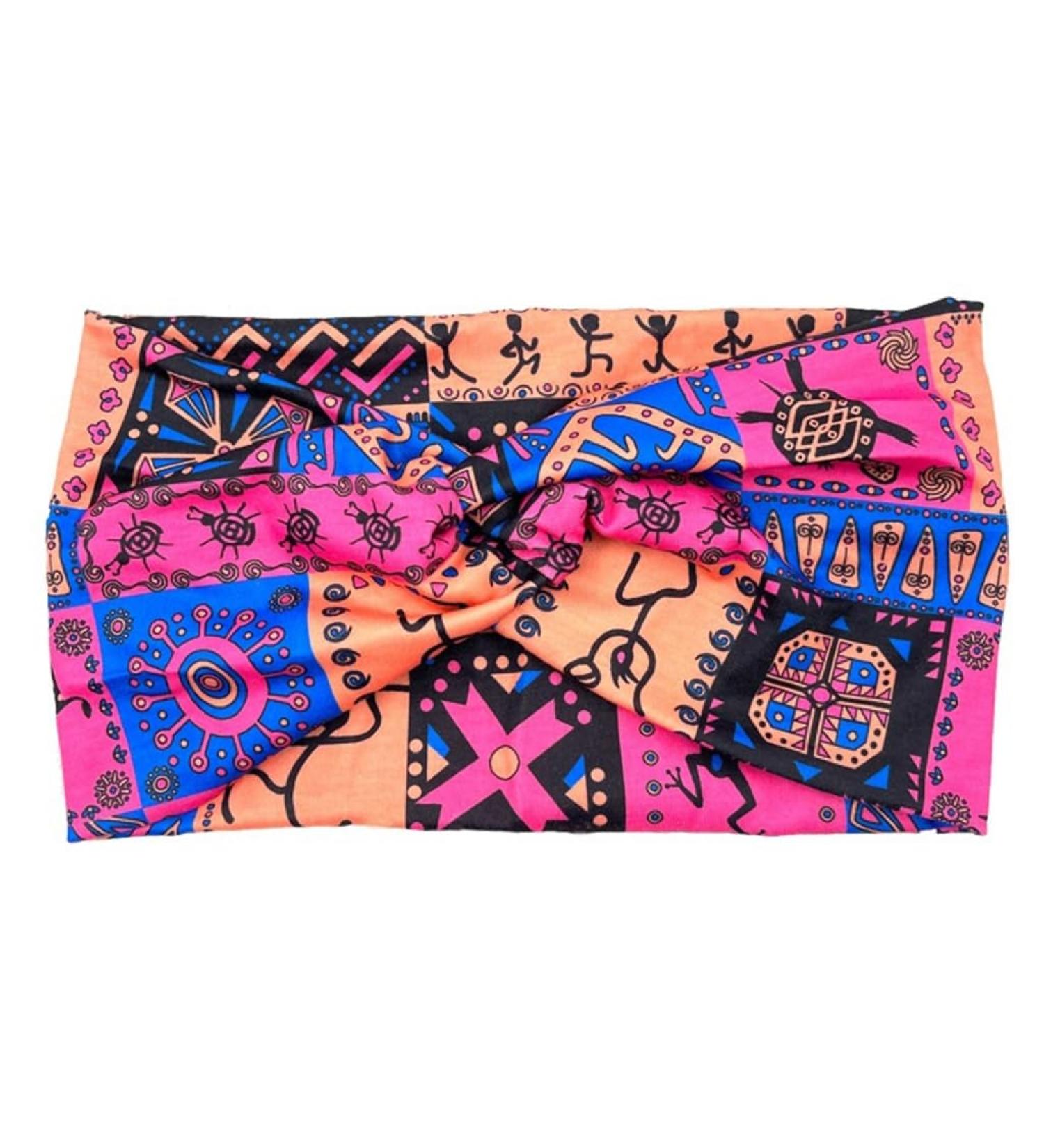 JSGHGDF Patterned Headwear Bohemia Knotted Wide Headbands Kids Adults Colorful Headpiece Fashionable and Comfortable Sweatbands Pink - Buy Online on SooperMarket.com