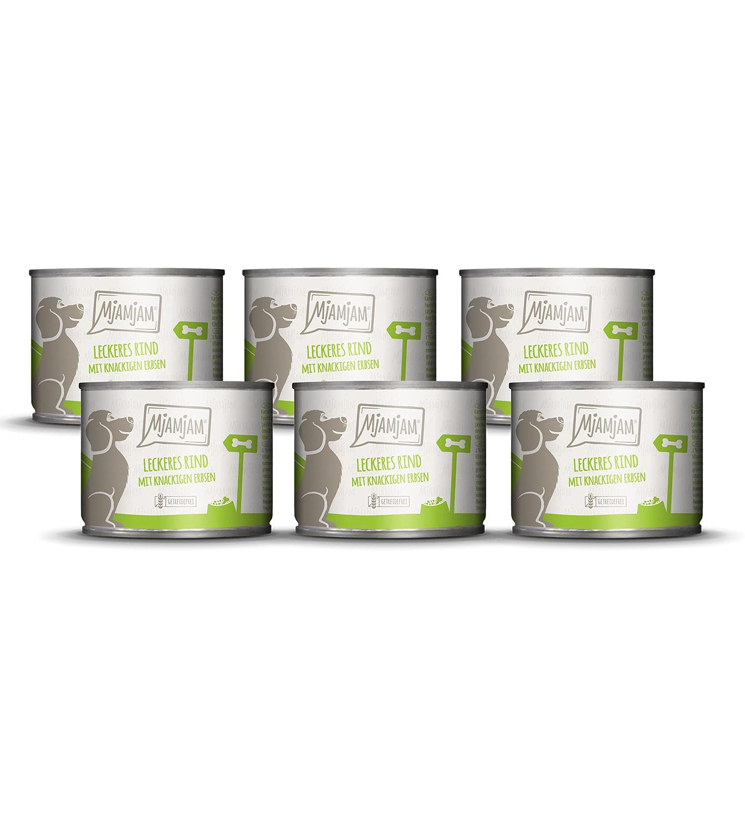 Mjamjam Premium Wet Dog Food - Delicious Beef with Potatoes & Crispy Peas (6 x 200g) | Natural Lamb & Extra Meat (200g) - 6 Pack - Buy Online on SooperMarket.com