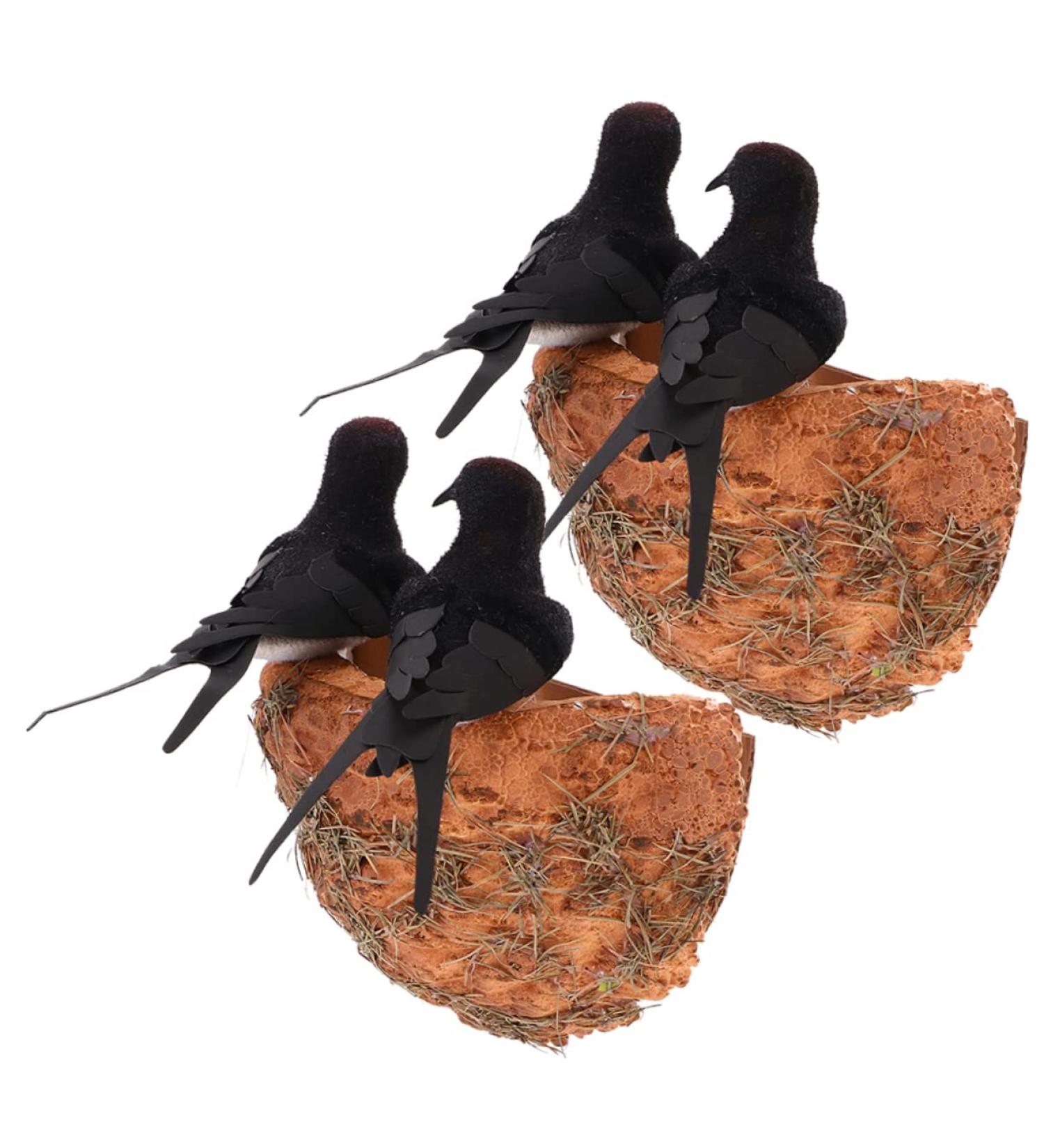 Toddmomy Rattan Swallow Nest Bird Statue - Realistic Outdoor Ornament for Garden Decor | Ideal for Bird Lovers - Buy Online on SooperMarket.com