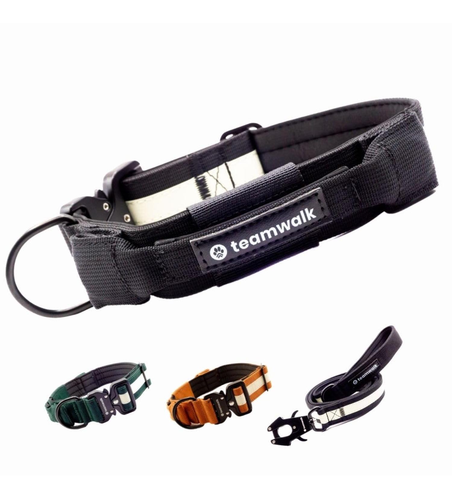 Teamwalk Premium Dog Collar - Adjustable Magnetic Handle Light Strip AirTag Bag Soft Upholstery Durable Buckle - Black (S) 4cm - Ideal for International Shipping - Buy Online on SooperMarket.com