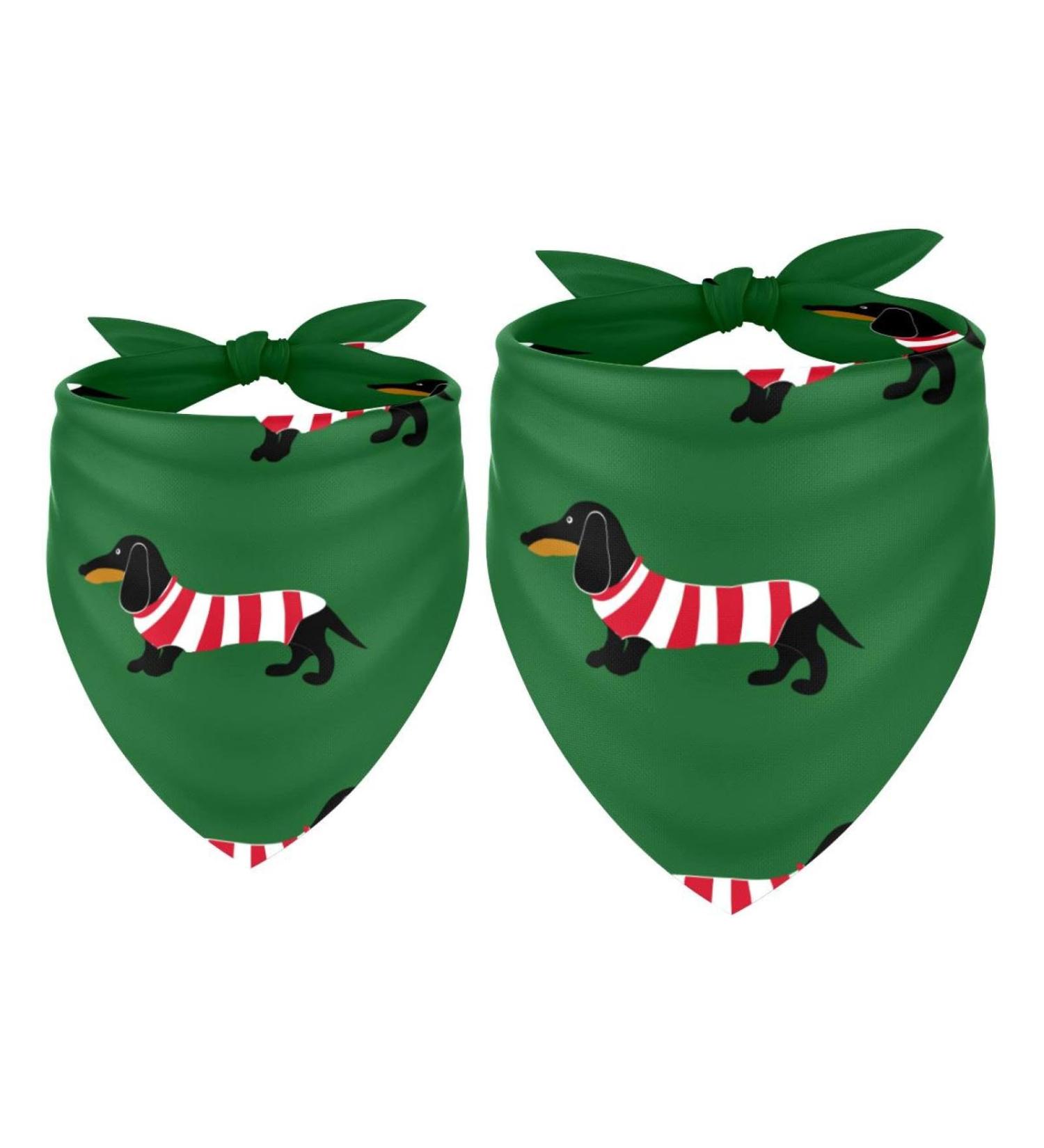 Stylish Dachshund Motif Dog Handkerchiefs - Triangular Scarf Bibs for Small to Large Pets | 2-Piece Multi-Colored Set - Buy Online on SooperMarket.com