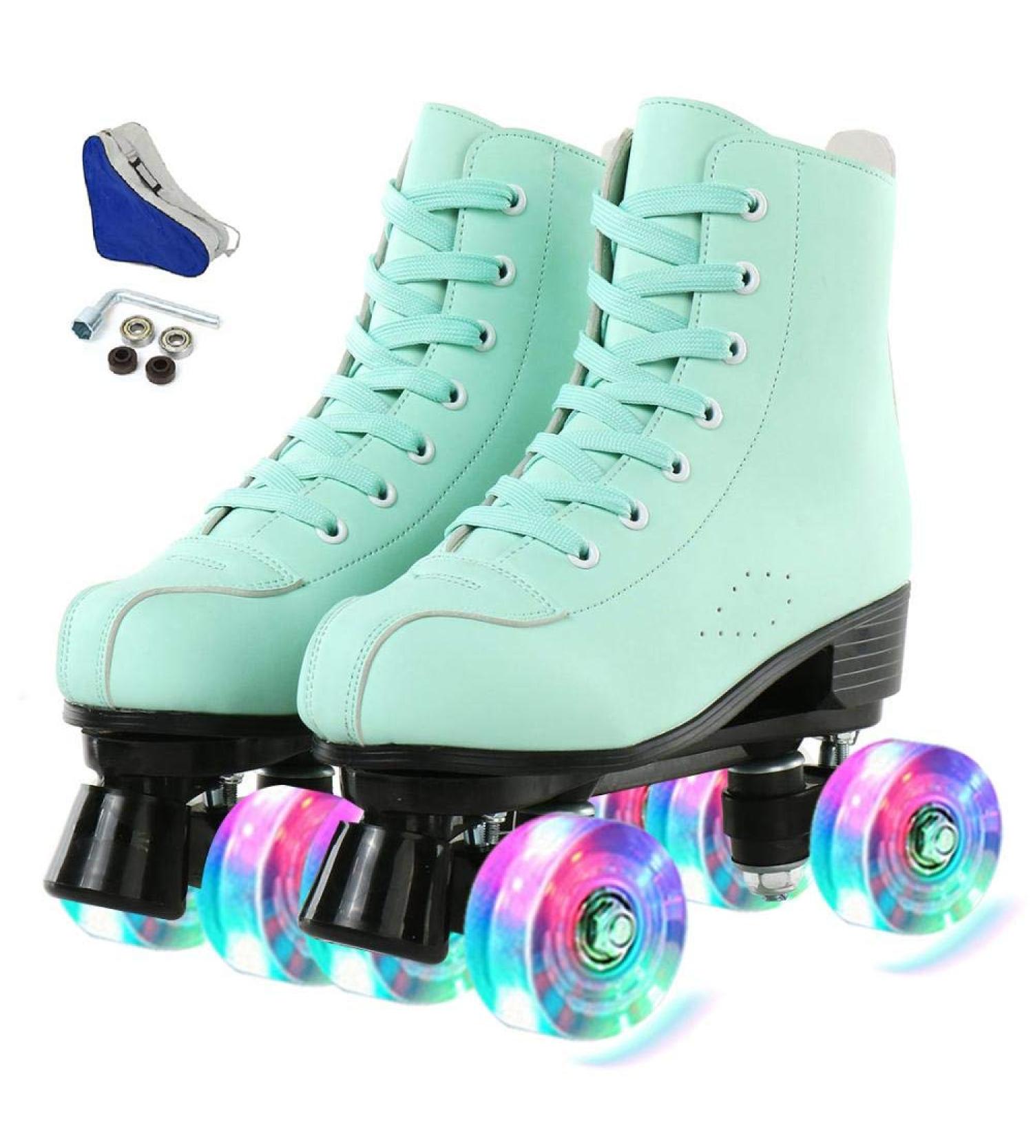 XUDREZ Shiny Double Row Roller Skates for Women and Men with Flash Wheels - Women's 10.5/Men's 9 - Buy Online on SooperMarket.com
