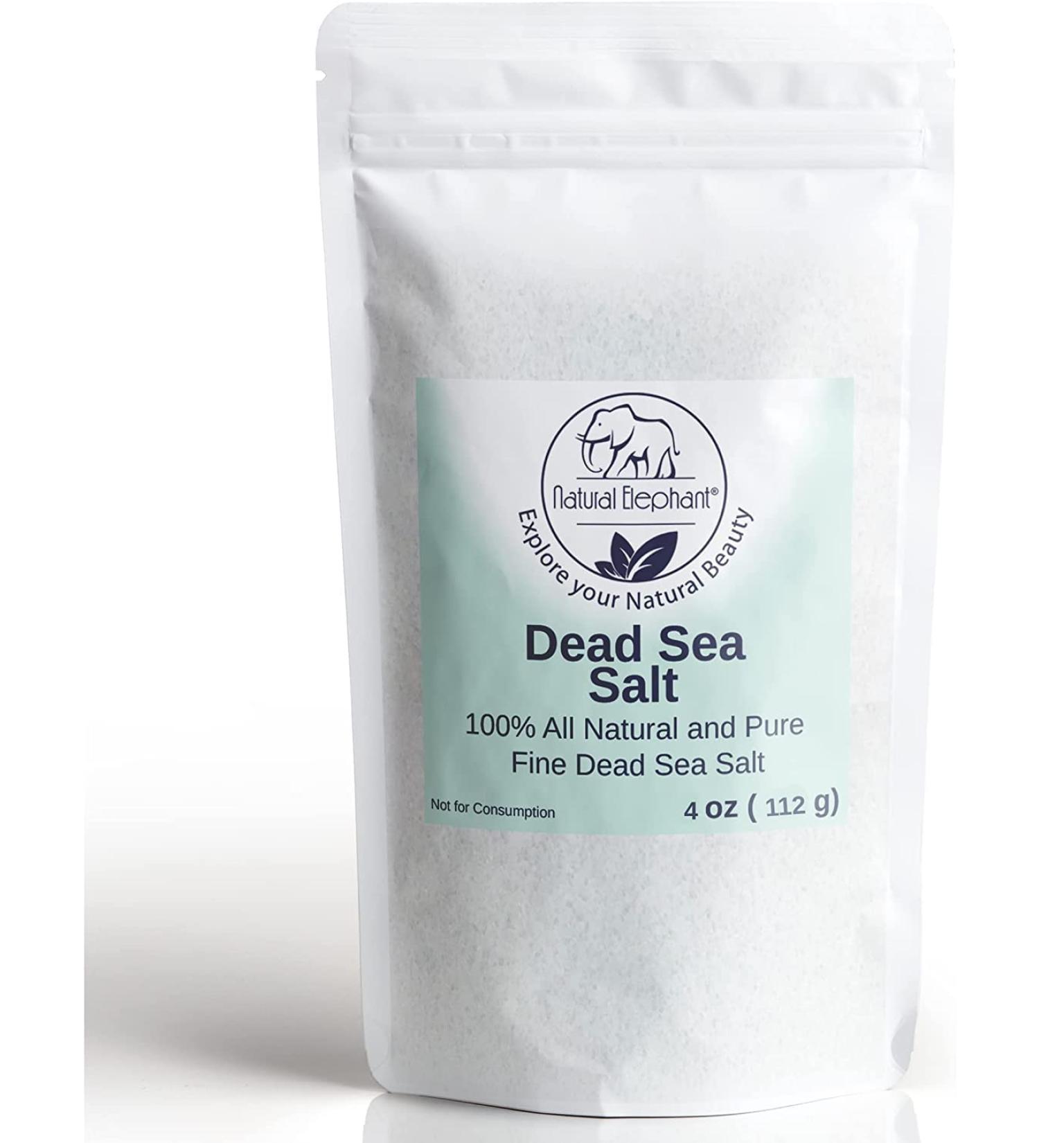 Natural Elephant Dead Sea Salt Fine Grain 100% Natural & Pure - Travel Size 0.25 lbs (4 oz) - Buy Online on SooperMarket.com