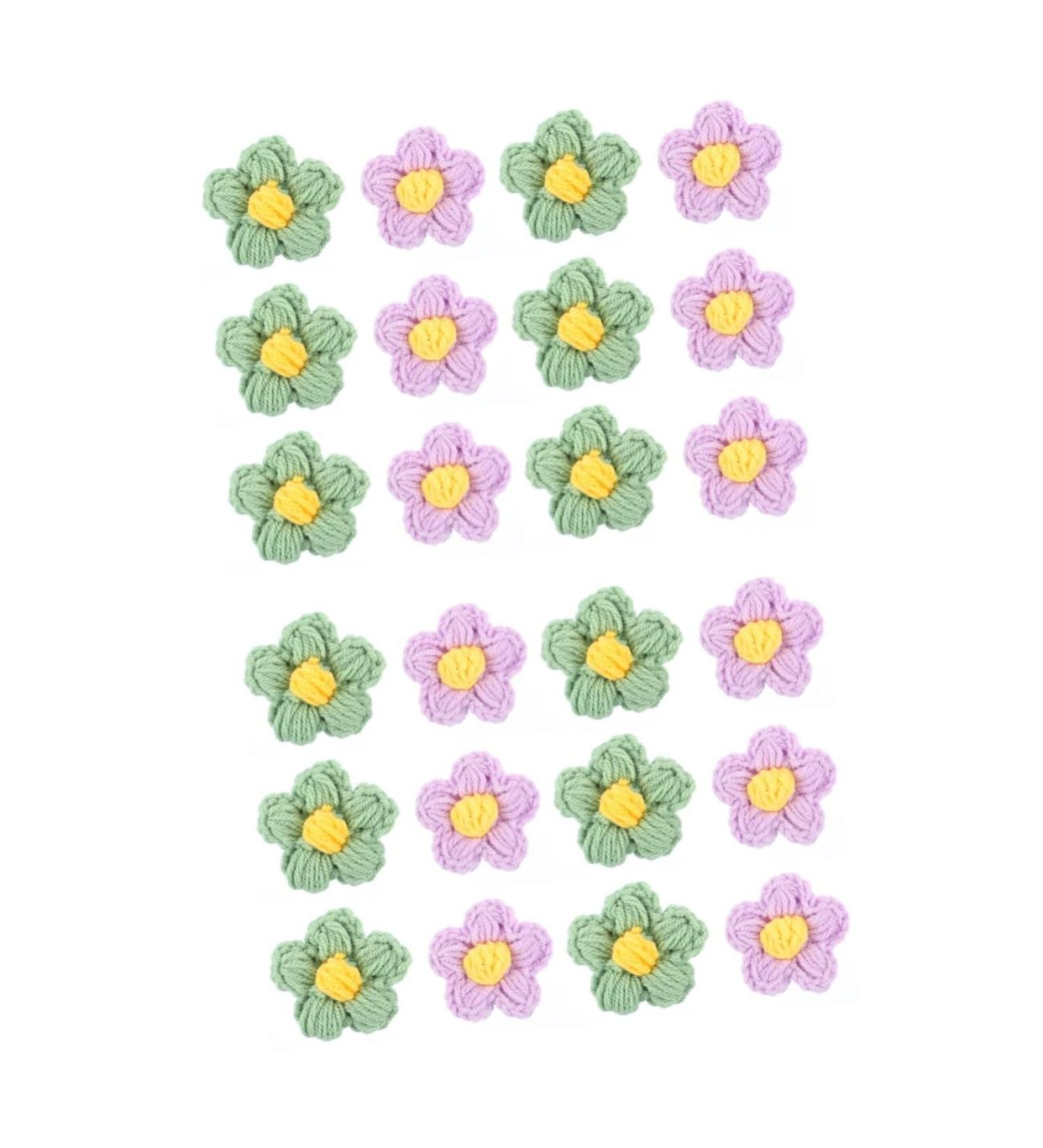EXCEART 2pcs 1 12pcs Clothing Accessories Knitted Flower Charm Child Crochet Hair Accessories Yarn Purple Greenx2pcs 5X5X1CMx2pcs - Buy Online on SooperMarket.com