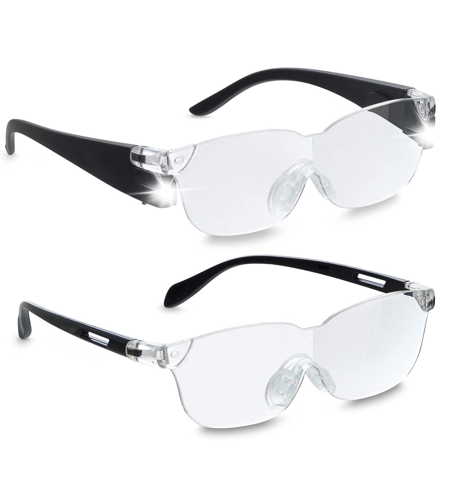 Zoom Vision Hands Free Magnifying Glasses with Light - 160% Magnification, Dual LED Lights - Includes Non-Lighted Magnifying Glasses for Reading, Close Work, and Crafts - Buy Online on SooperMarket.com