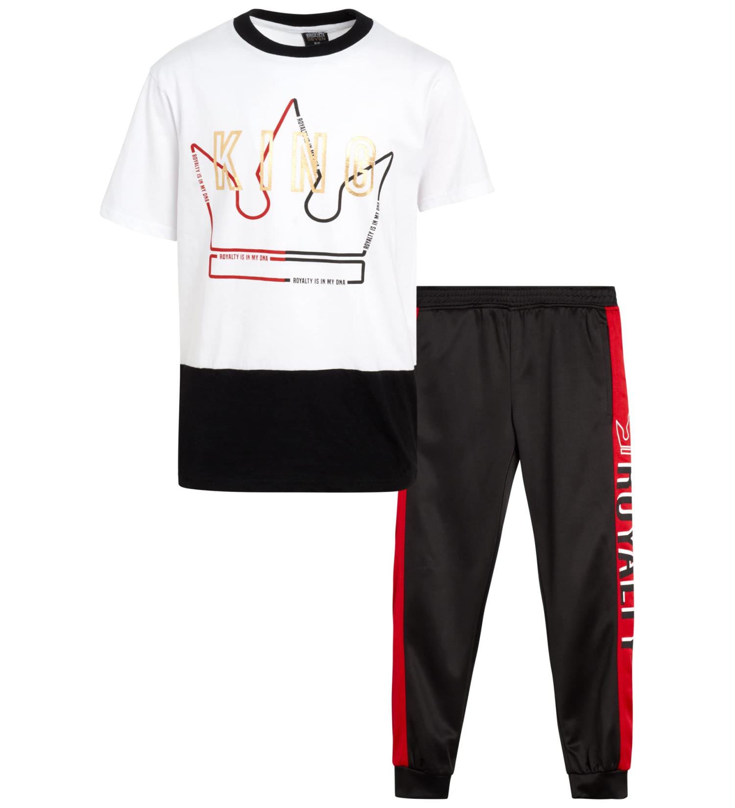 Quad Seven Boys' 2-Piece Performance T-Shirt and Tech Pants Set - White/Red, Size 8-10 - Buy Online on SooperMarket.com