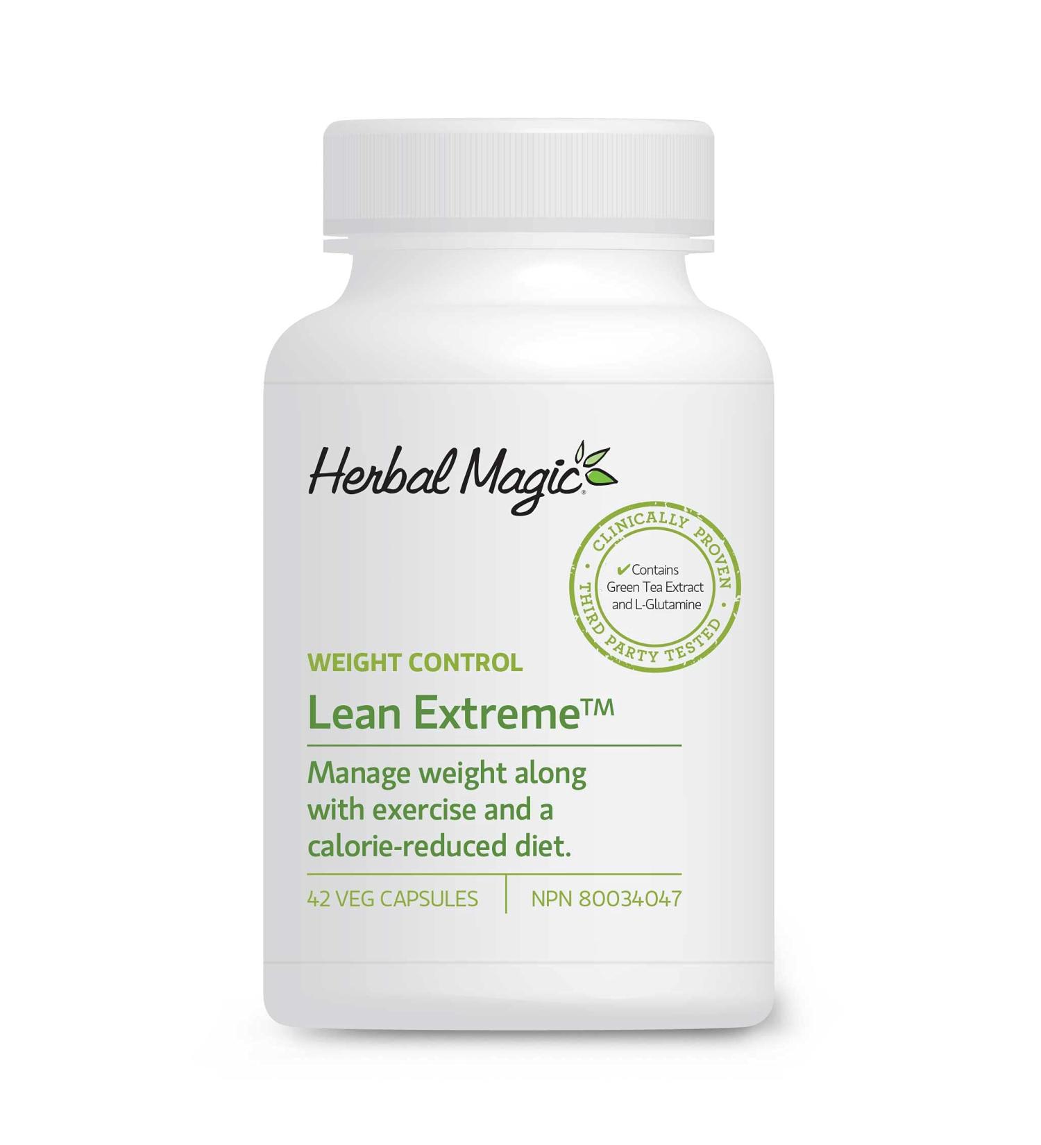 Herbal Magic Lean Extreme Weight Management for Fast Weight Loss with Green Tea Extract 15% EGCG : 8.3% Caffeine Thermogenesis Ratio Non-GMO Vegetable Capsules - Buy Online on SooperMarket.com