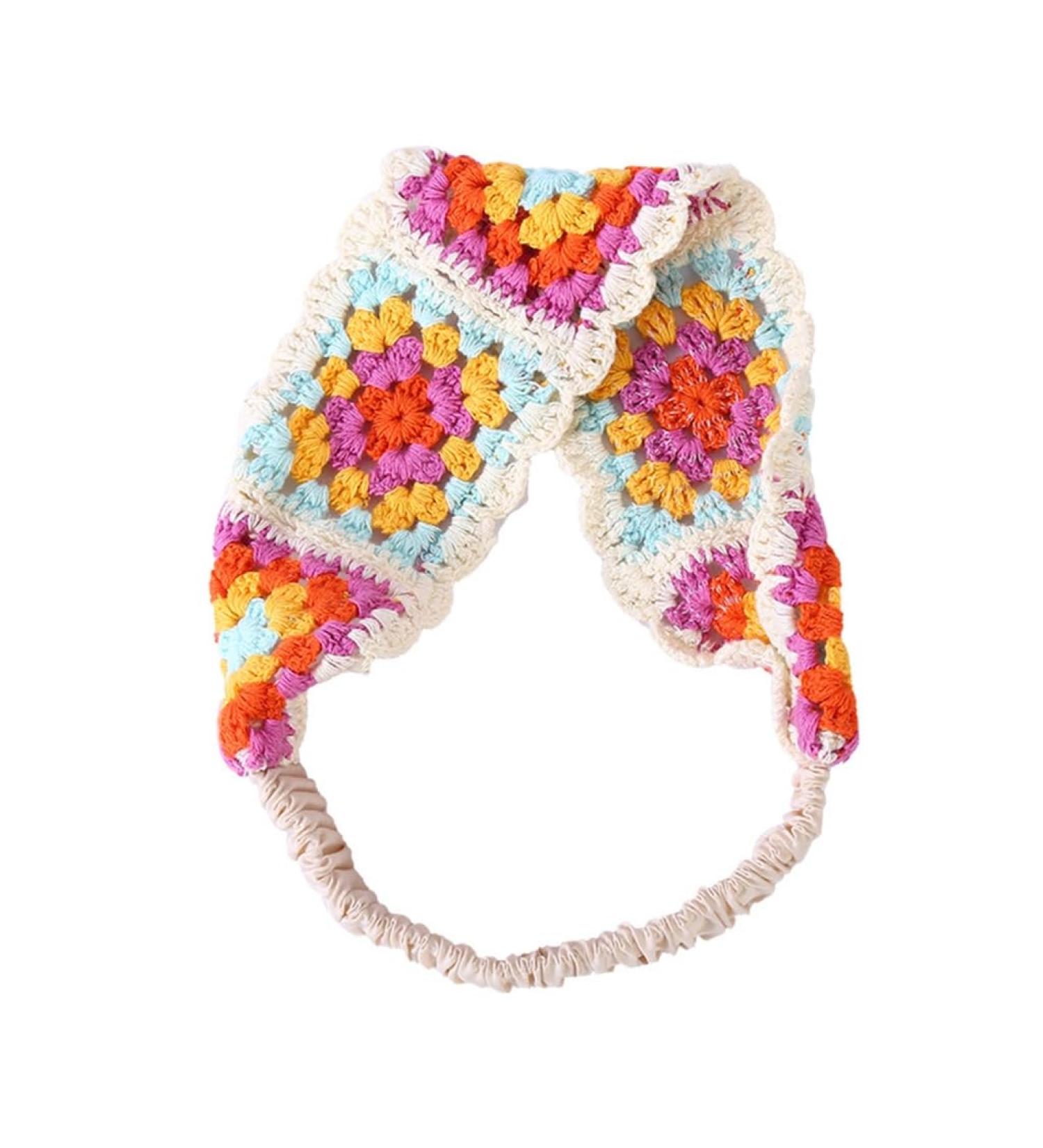 JSGHGDF Crochet Headband Hollow Kerchief with Stretchy Hair Rope Ethnic Flower Pattern Turban for Girls Photo Props White - Buy Online on SooperMarket.com