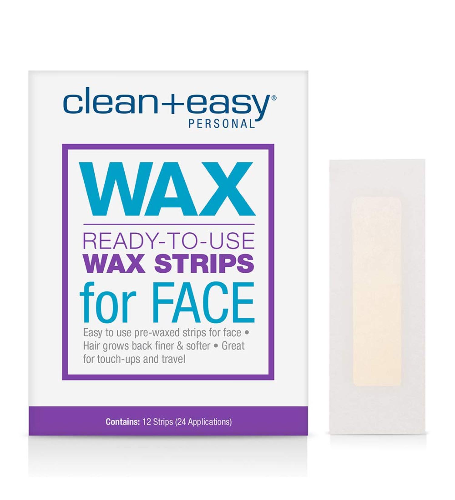 Clean + Easy Facial Wax Strips - No Heating Required - 12 Ct - Hair Removal Touch-Ups - Buy Online on SooperMarket.com
