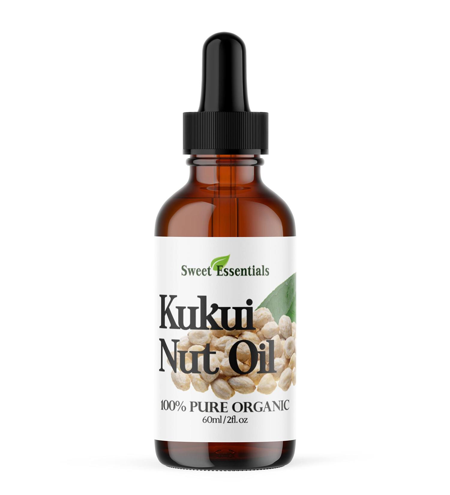 100% Organic Kukui Nut Oil - Imported from Hawaii | 2oz Glass Bottle with Dropper | Natural Moisturizer for Skin Hair & Face | Sweet Essentials - Buy Online on SooperMarket.com