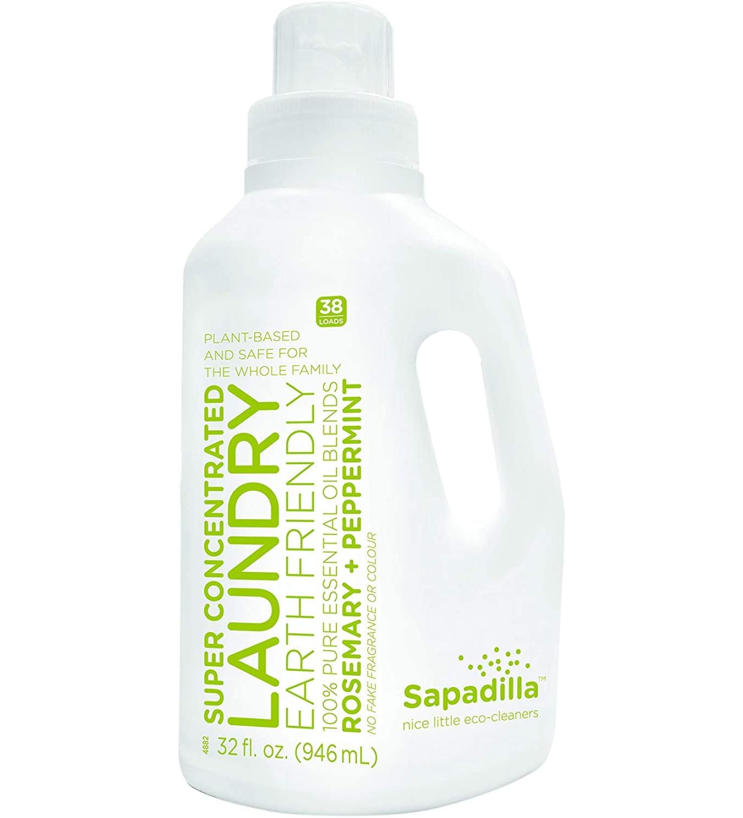 Buy Sapadilla Rosemary + Peppermint HE Biodegradable Laundry Detergent - 32 oz | Eco-Friendly Cleaning - Buy Online on SooperMarket.com