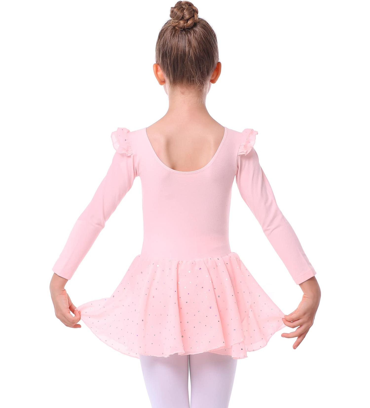Danswan Toddler Girls Ballet Leotard with Glitter Skirt - Ballet Pink, A3 (Long Sleeve) 4-5T - Buy Online on SooperMarket.com