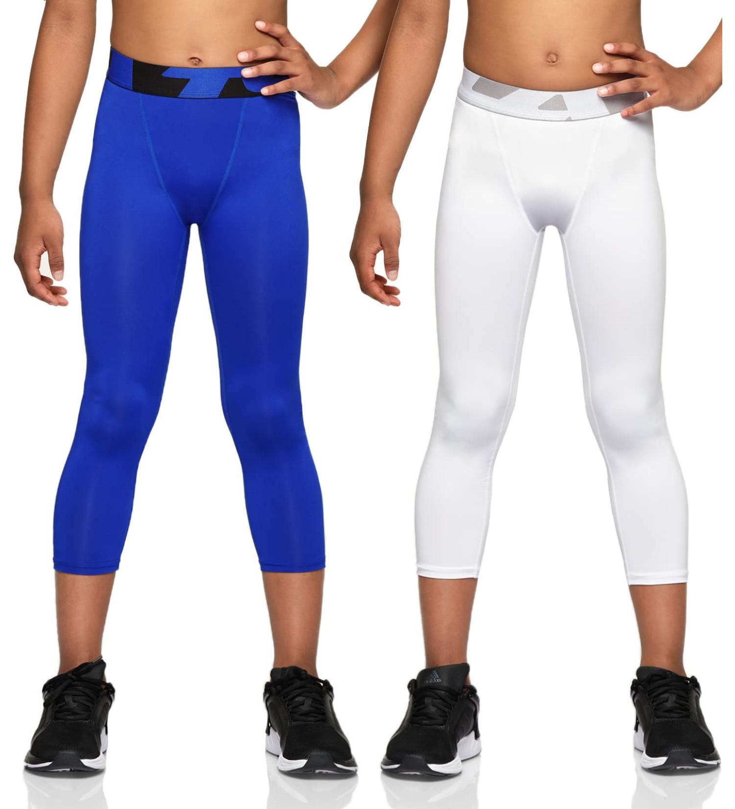 TSLA Boys Youth UPF 50+ Compression Pants 2-Pack, White/Blue, Size 6 - Buy Online on SooperMarket.com