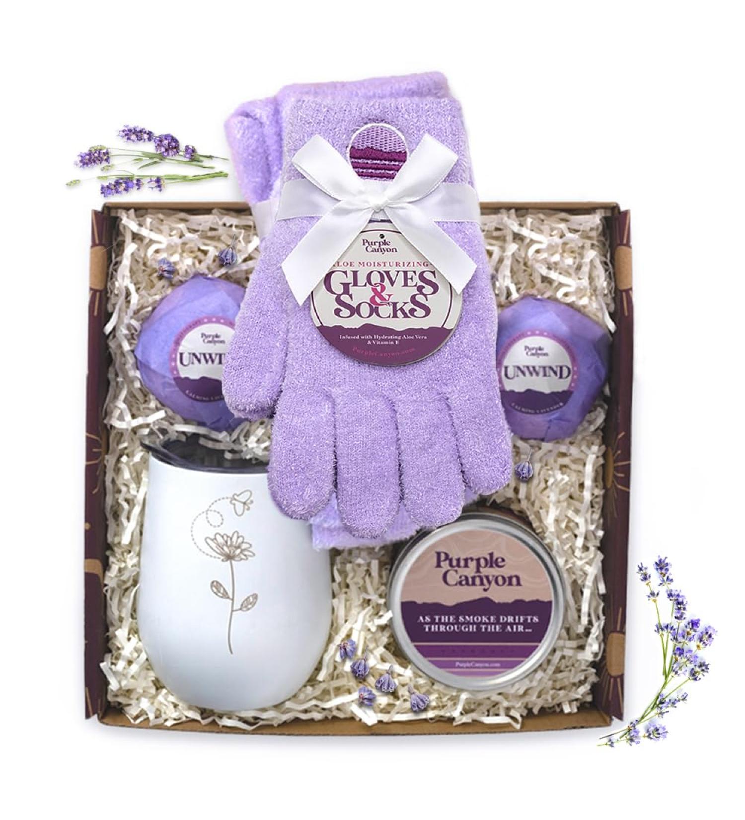 Purple Canyon Spa Gift Box for Women - Relaxing Lavender Stress Relief | All Natural | 6 Piece Set - Buy Online on SooperMarket.com