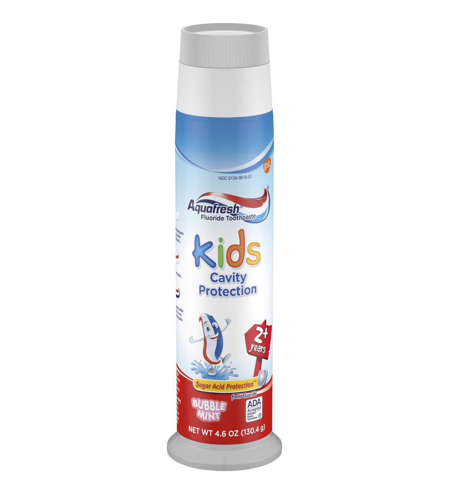 Aquafresh Kids Pump Cavity Protection Bubble Mint Fluoride Toothpaste for Cavity Protection 4.6 ounce