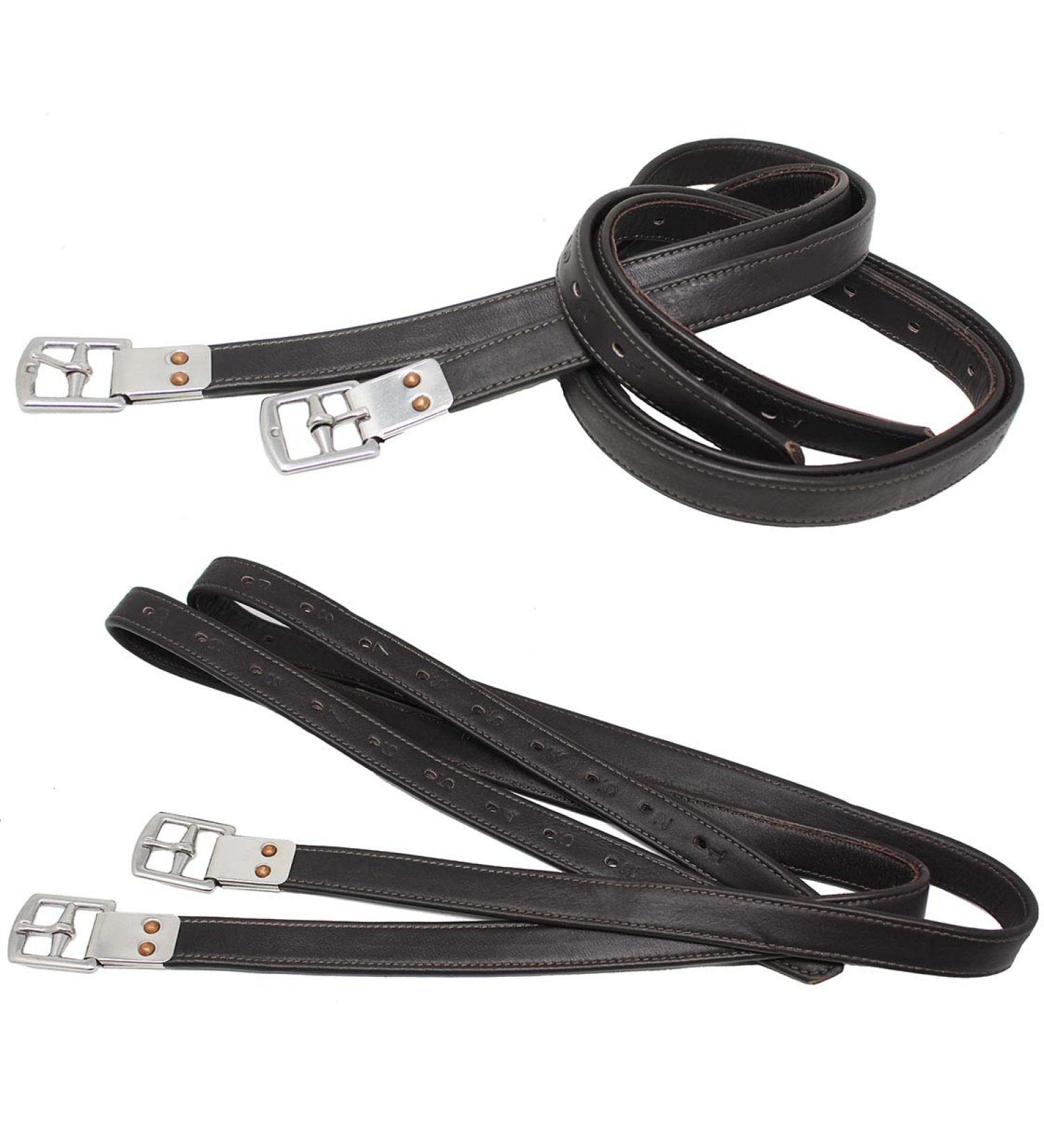 English Equestrian Tack Adult Padded Saddle Stirrup Leathers 805SL03 Dark Brown 48" L x 1" W