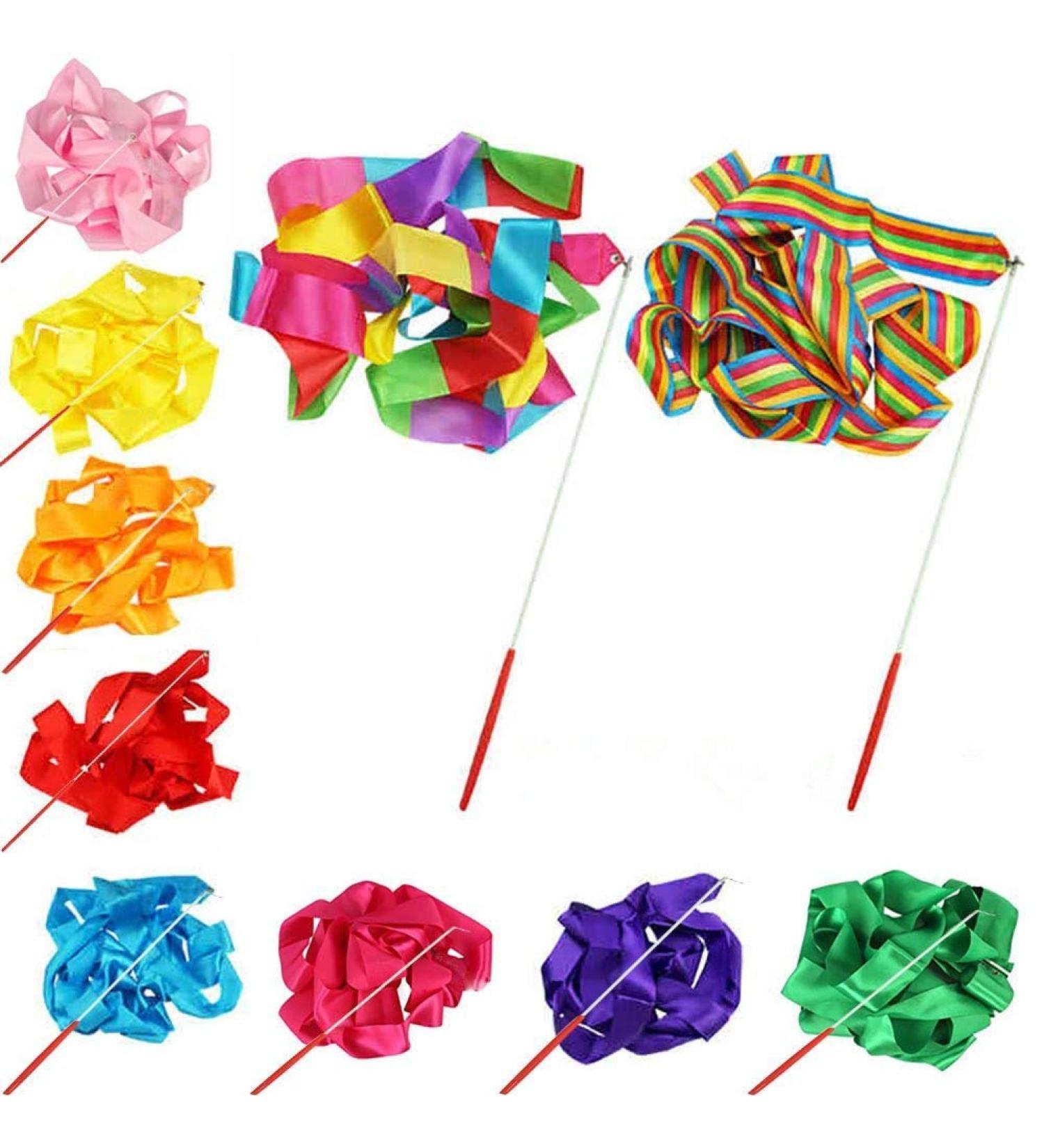 Floratek Dance Ribbon Streamer 10 Pack - 4.0 Meters | Rhythmic Gymnastic Silk Ribbons for Kids - Artistic Baton Twirling - Buy Online on SooperMarket.com