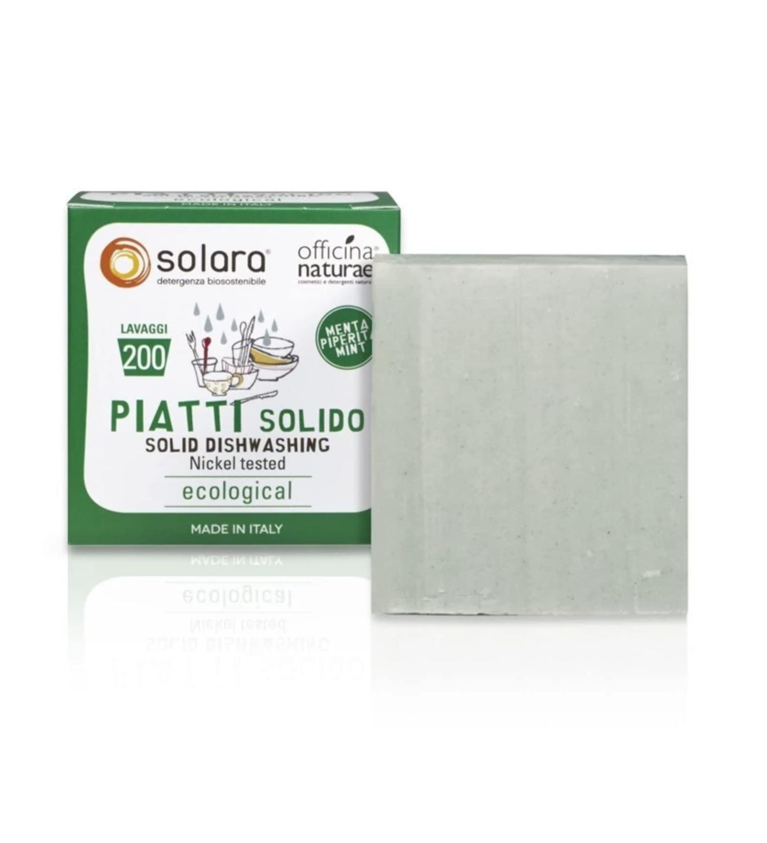 Officina Naturae Solara Dishes Detergent Solid Peppermint Organic Sustainable Vegan Plastic Free 180g