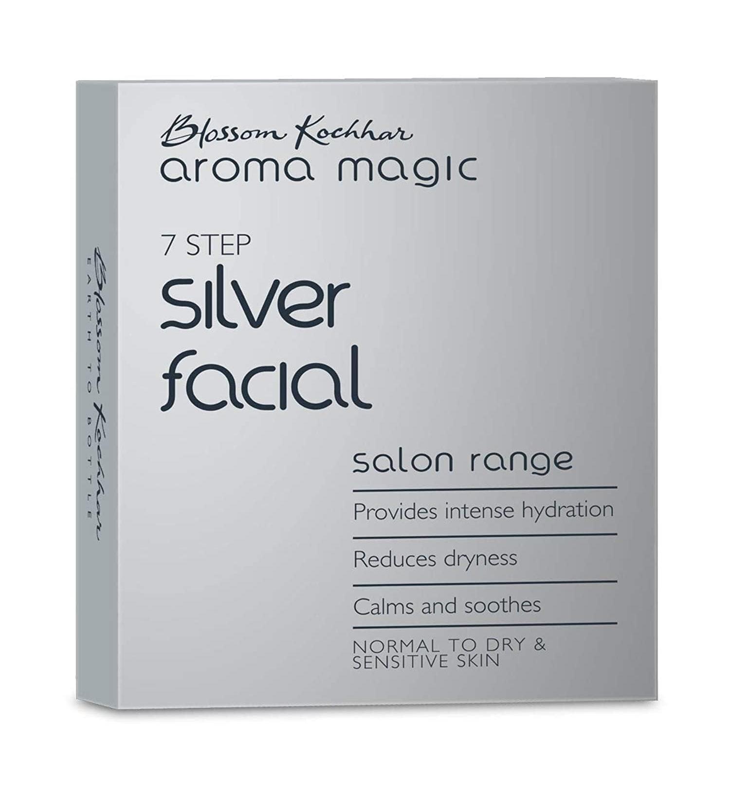 Aroma Magic Silver Facial Kit - 7 Steps Hydrating & Soothing Skincare Set for Dry & Sensitive Skin | Single Use | Radiant Glow - Buy Online on SooperMarket.com