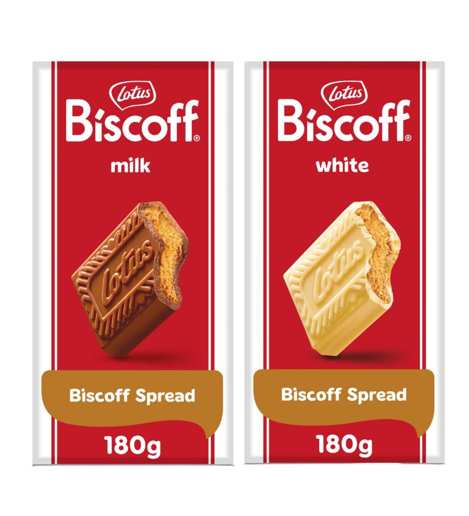 Chocolate Bar Bundle With Lotus Biscoff Milk Chocolate With Biscoff Cream 180g and White Chocolate With Biscoff Cream 180g (2 Pack) - Buy Online on SooperMarket.com