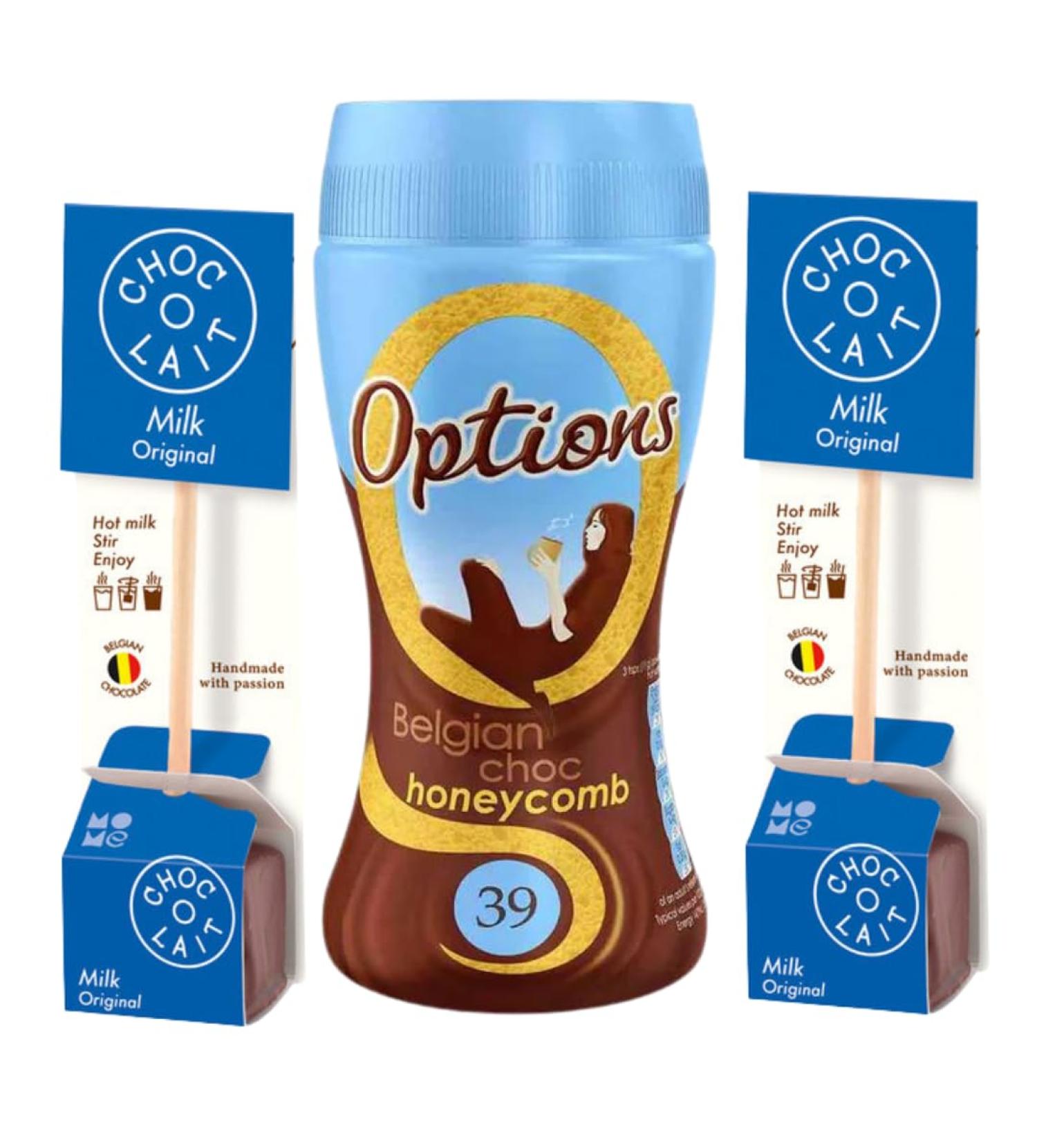 Hot Chocolate Bundle With Options Belgian Choc Honeycomb 220g Jar and ChocOLait Stir In Milk Chocolate 33g x2 (3 Pack) - Buy Online on SooperMarket.com