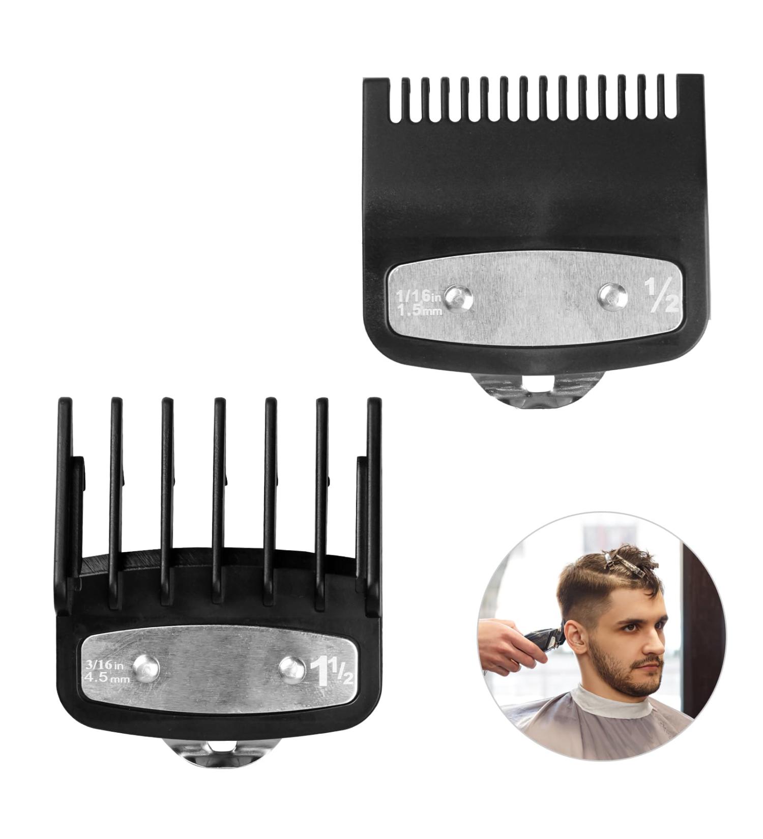 Professional Hair Clipper Guard Clipper Combs 2 Lengths 1.5mm&4.5mm Clipper Plastic Attachment Comb with Metal Clip Fits All Full Size Clippers (Black) - Buy Online on SooperMarket.com