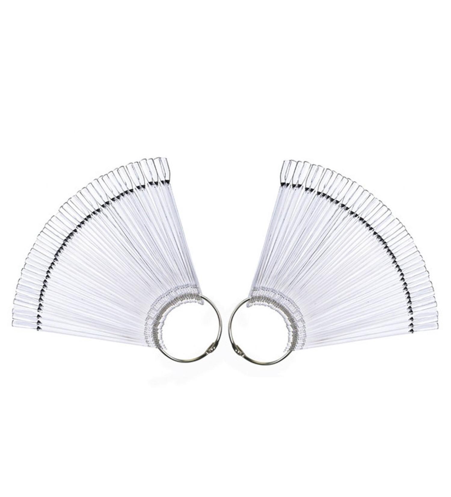 2 Set Fan-shaped Nail Art Display Sticks | 100 Tips | Nail Polish Color Sample Sticks Display Board with Metal Ring Holder - Perfect for Nail Art & Home DIY (Clear) - Buy Online on SooperMarket.com