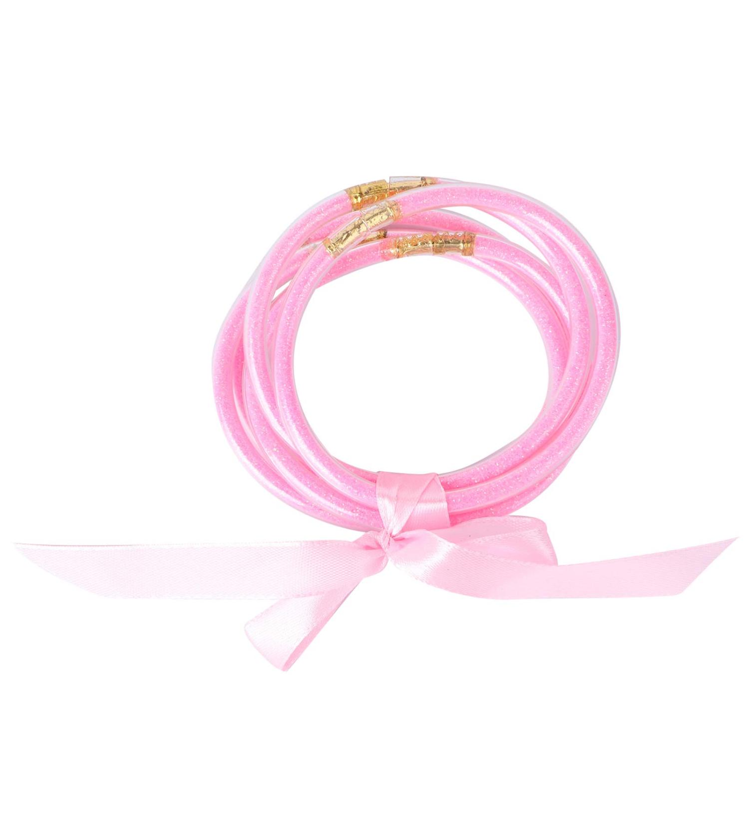 STOBOK 1pc Ribbon Glitter Bracelet Bangles Glitter Jelly Bangle Silicone Glitter Filled Jelly Bracelet Bowknot Jelly Bangle Bracelets Purple Women's Plastic Accessories Bagging Machine Pink 7.5x7.5cm - Buy Online on SooperMarket.com