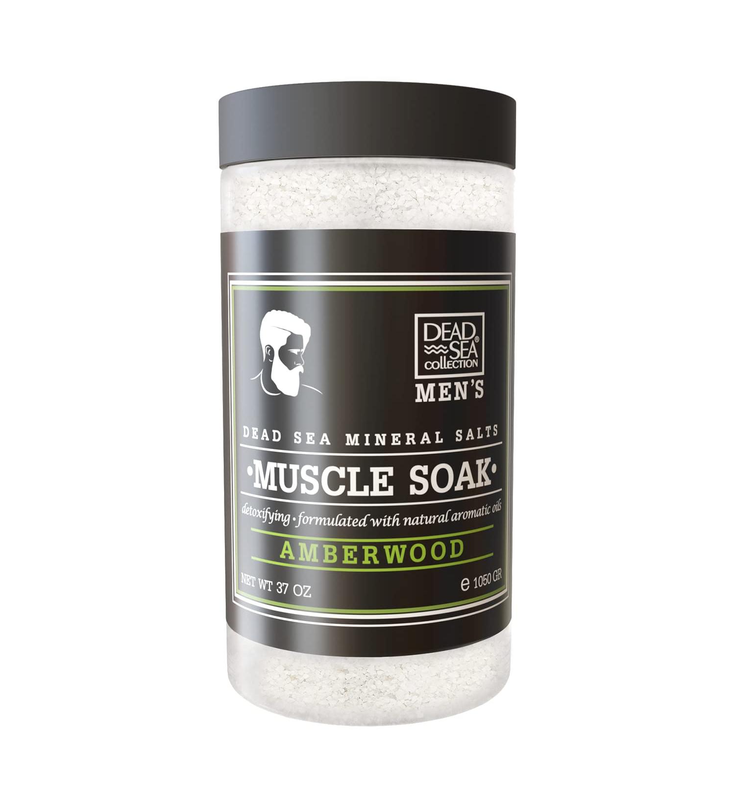 Dead Sea Collection Muscle Recovery Bath Salts for Men - Soothing Amber Wood Mineral Salt Soak - 34.2 OZ for Healing and Relaxation - Buy Online on SooperMarket.com