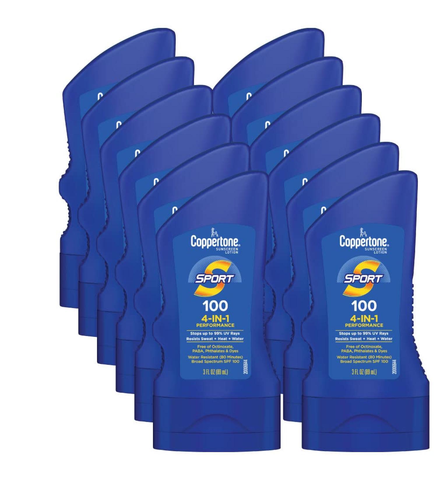 Coppertone SPORT Sunscreen SPF 100 - Water Resistant Travel Size 3 oz (12 Pack) - Ideal for International Shipping - Buy Online on SooperMarket.com